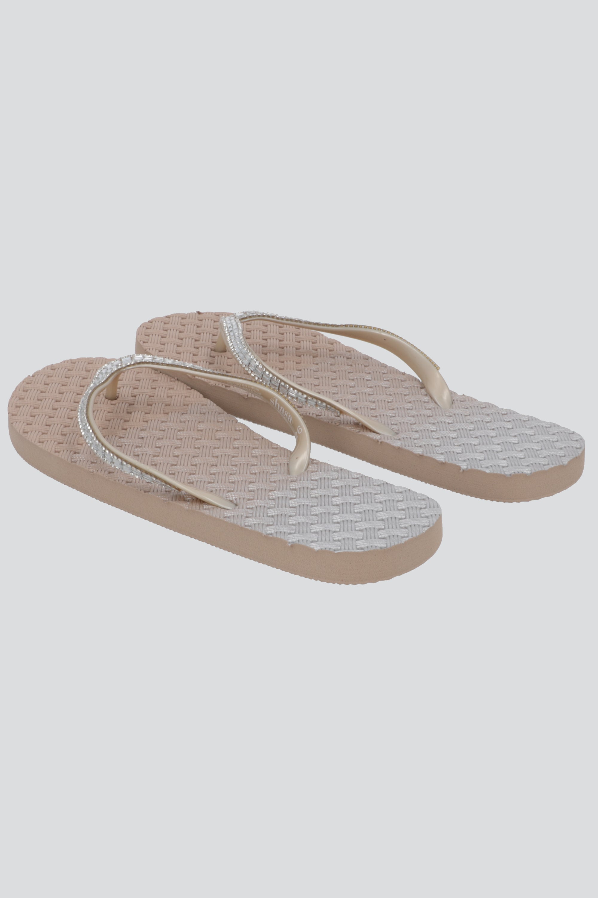 Flip Flops Textura Canasta Chinela Brillos TAUPE