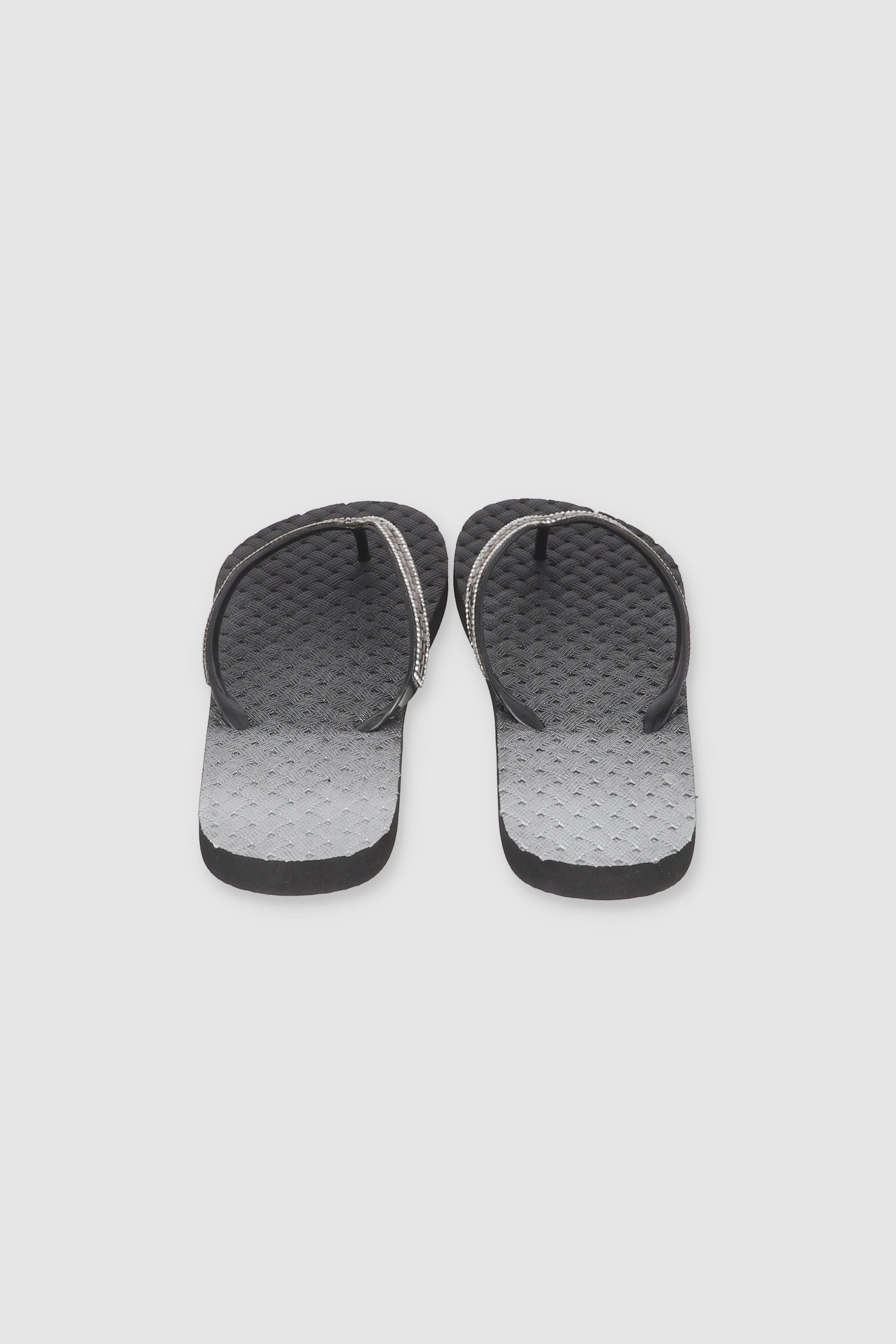 FLIP FLOPS TEXTURA CANASTA CHINELA BRILLOS NEGRO