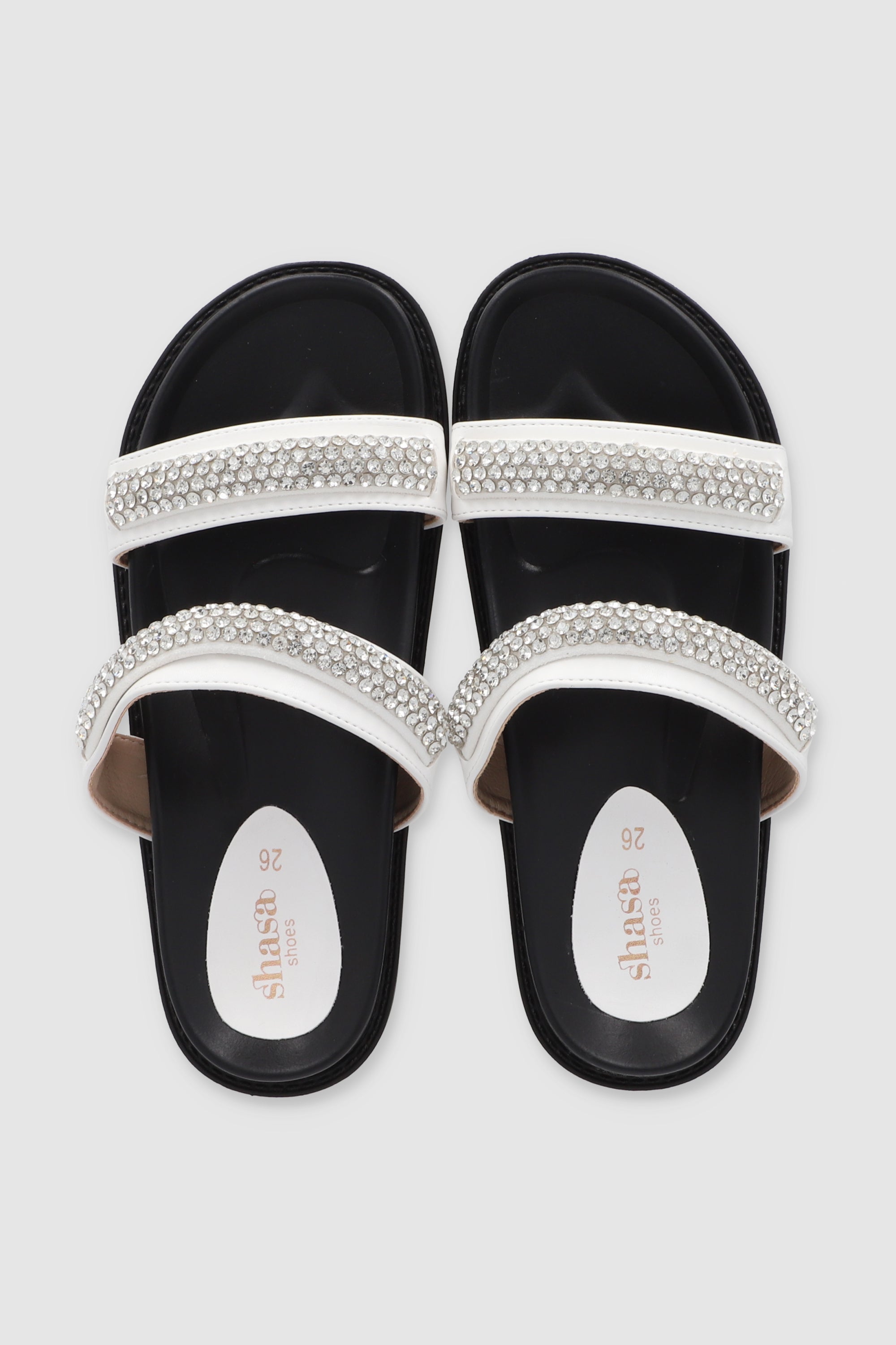 SANDALIA DOS TIRAS BRILLOS BLANCO
