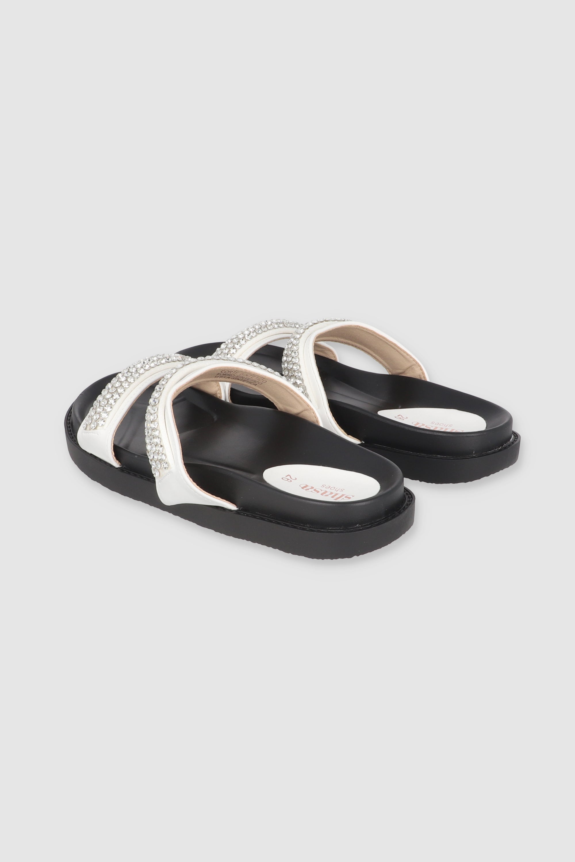SANDALIA DOS TIRAS BRILLOS BLANCO
