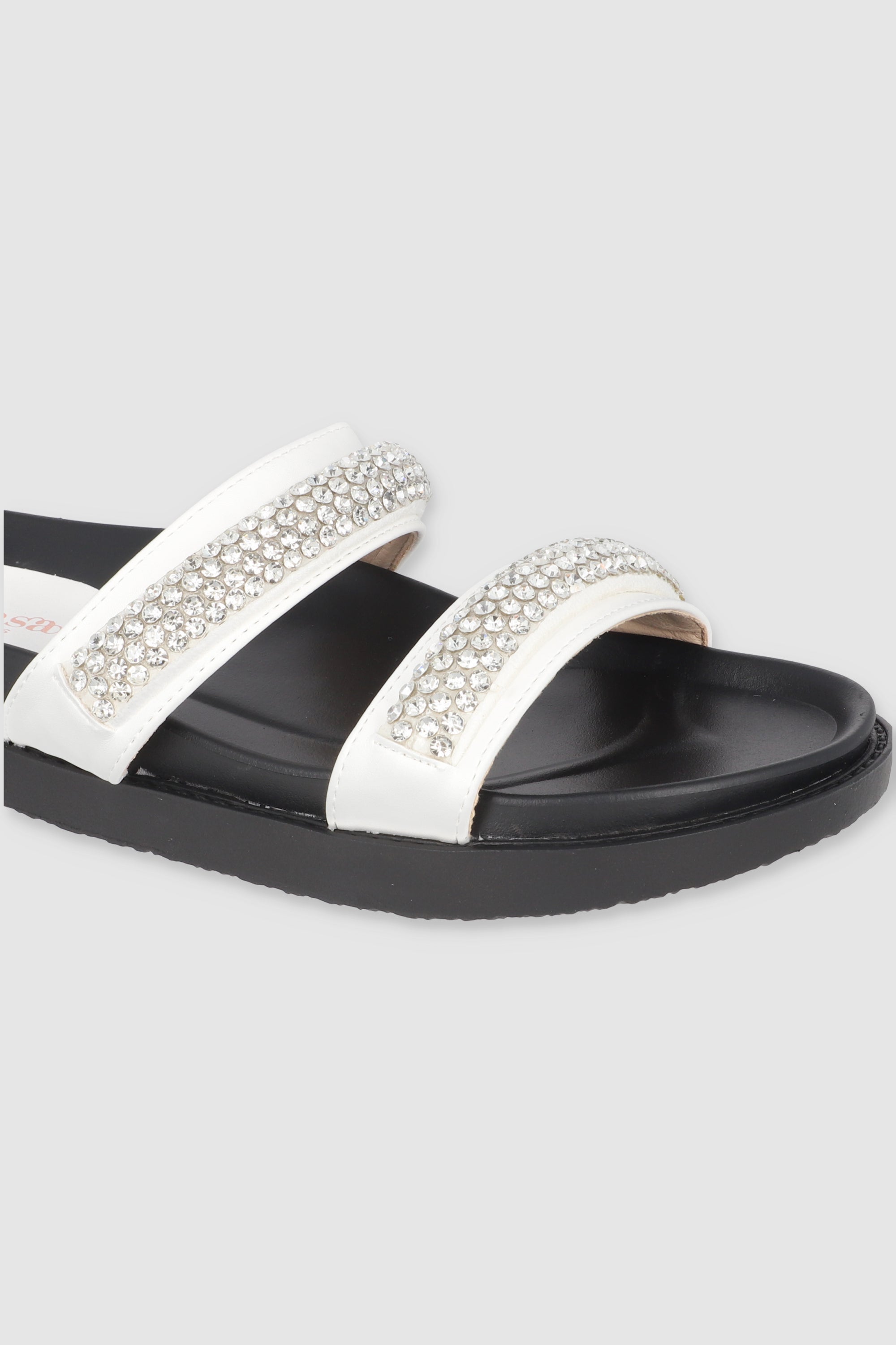 SANDALIA DOS TIRAS BRILLOS BLANCO