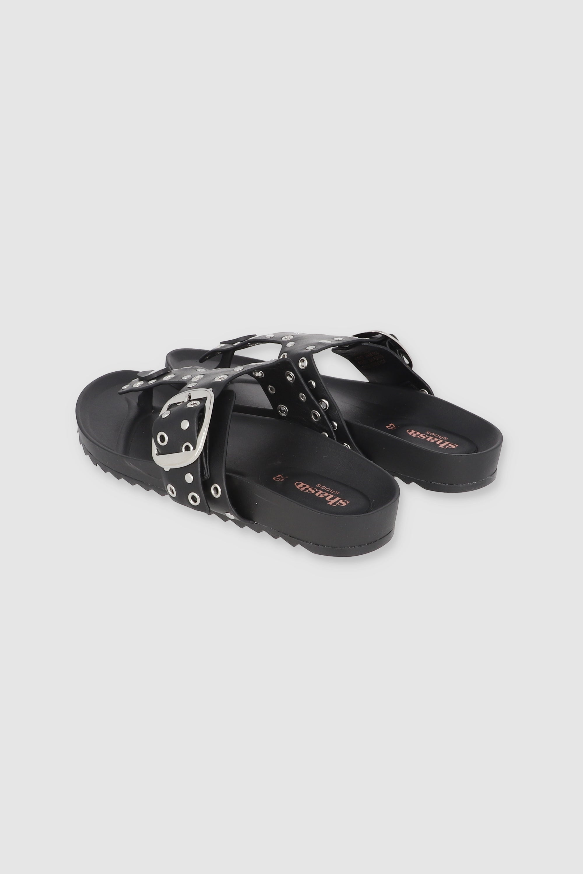 SANDALIA PATA DE GALLO STUDS NEGRO