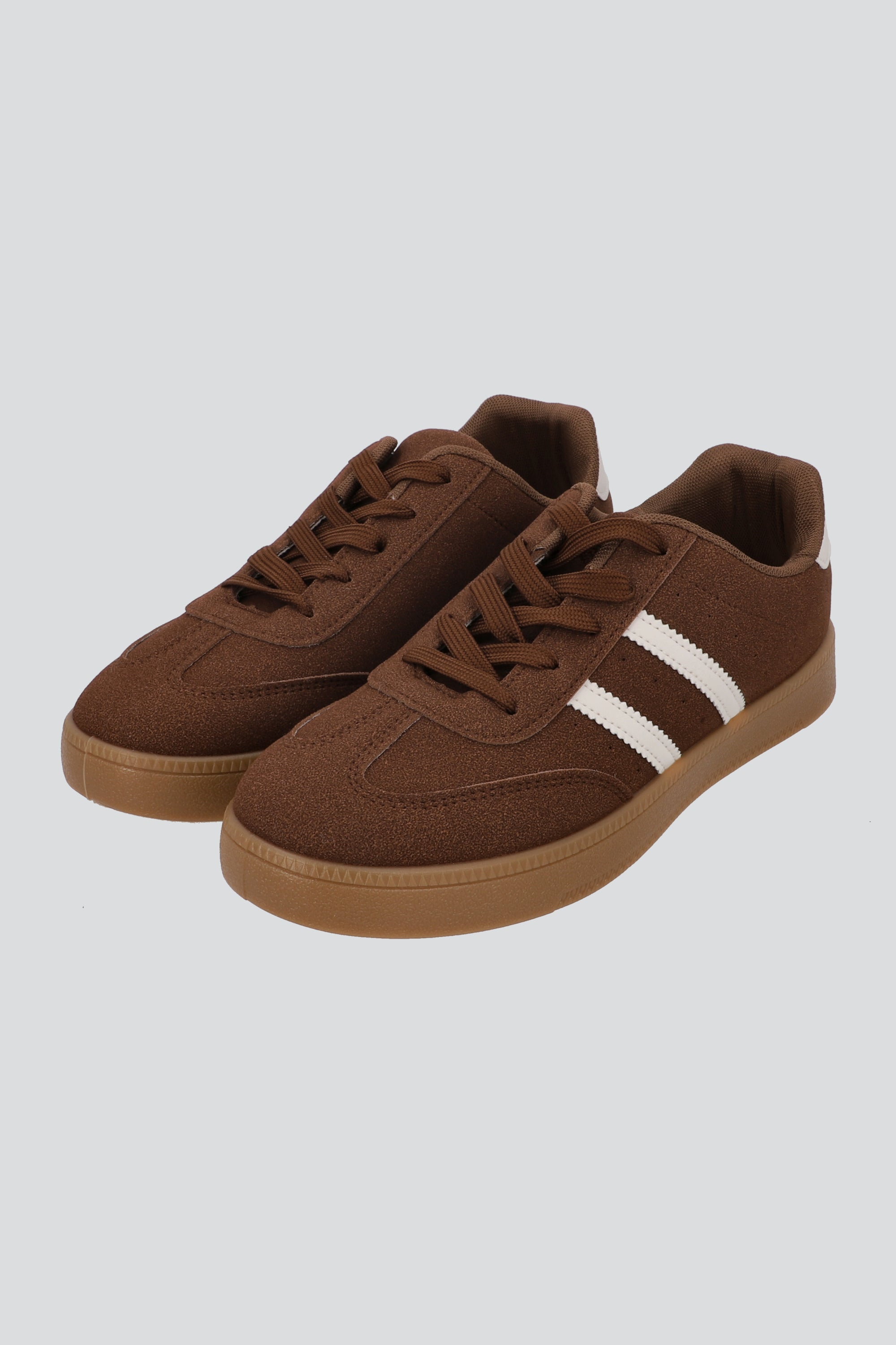 Tenis casual rayas punta suede CAFE