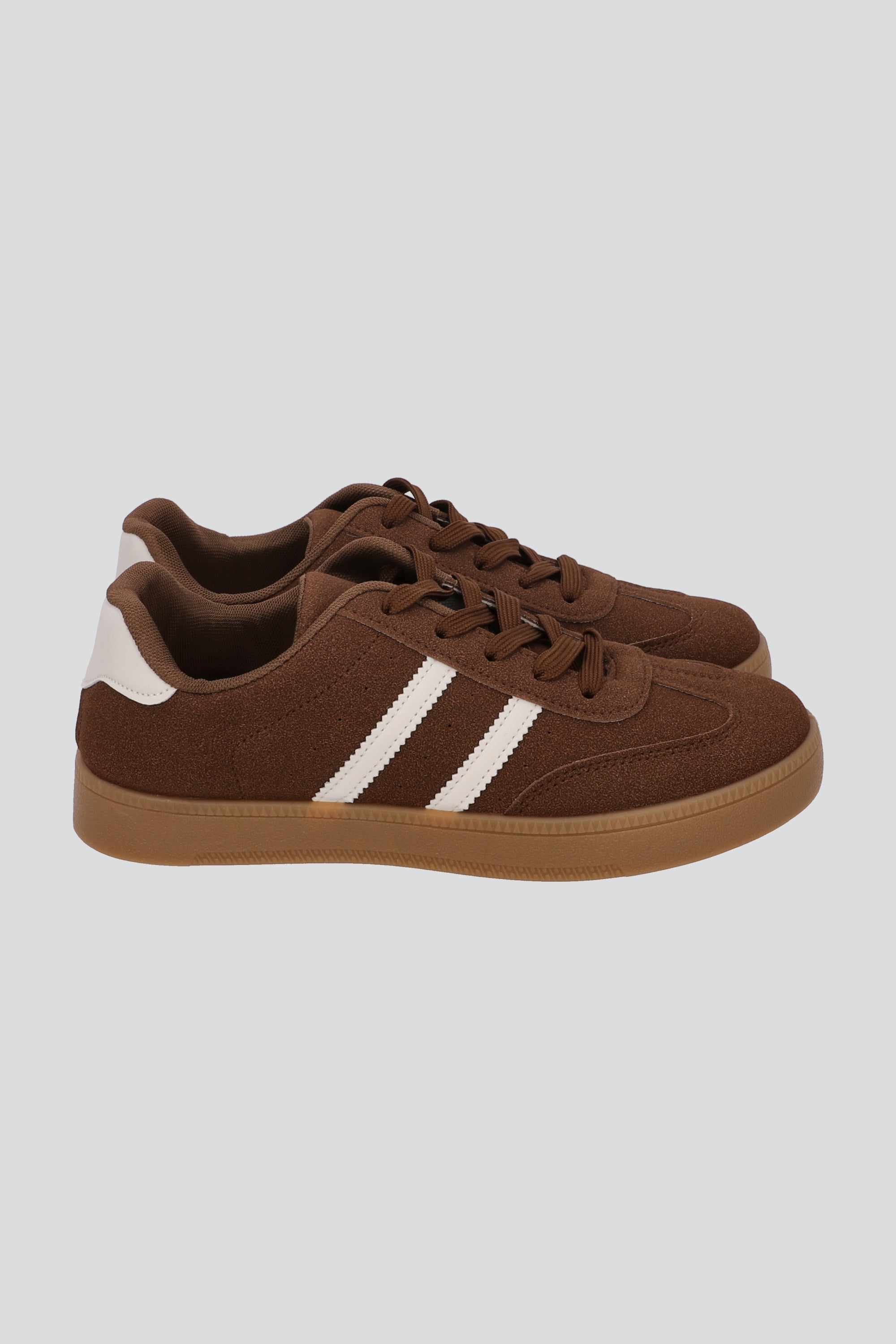 Tenis casual rayas punta suede CAFE