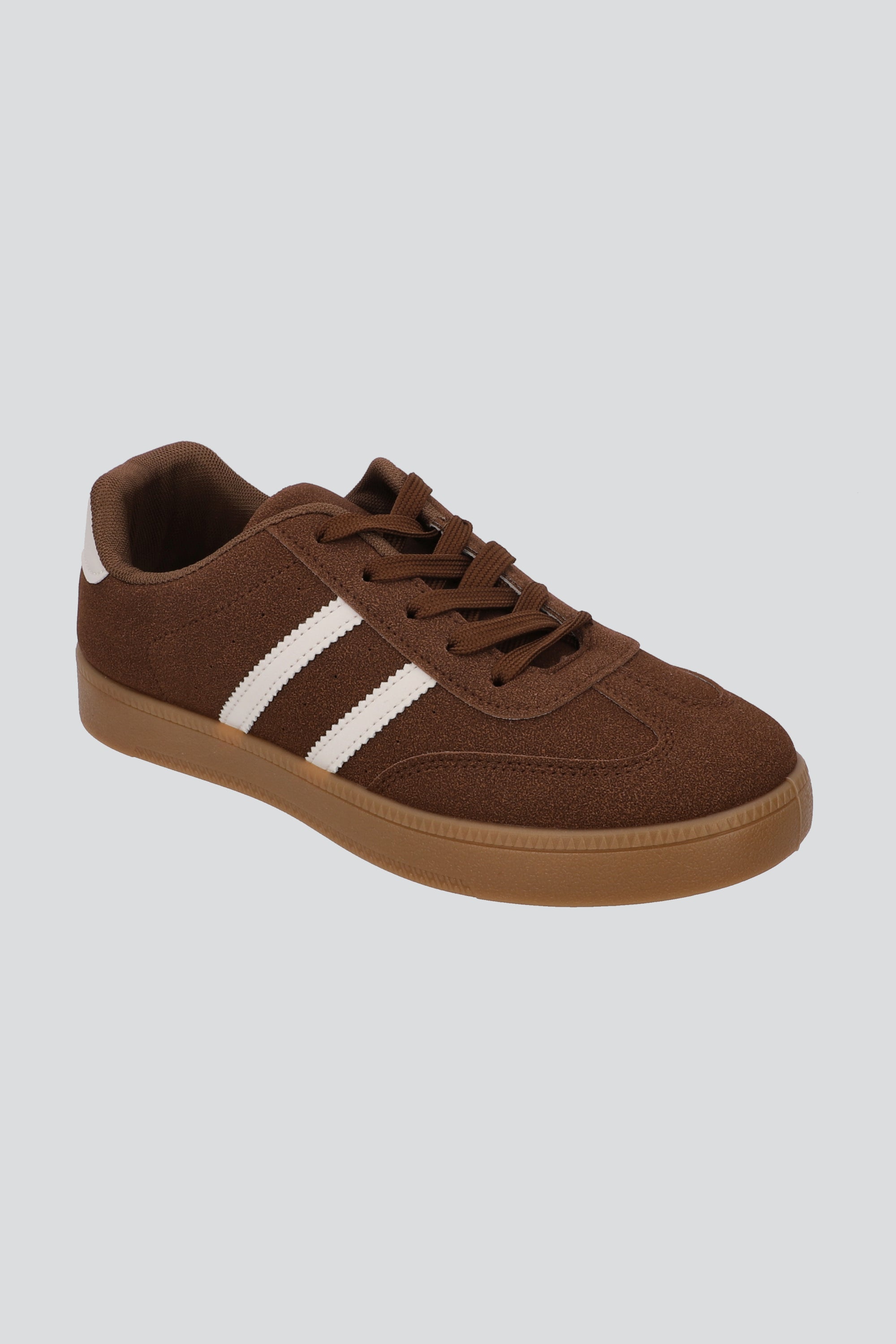 Tenis casual rayas punta suede CAFE