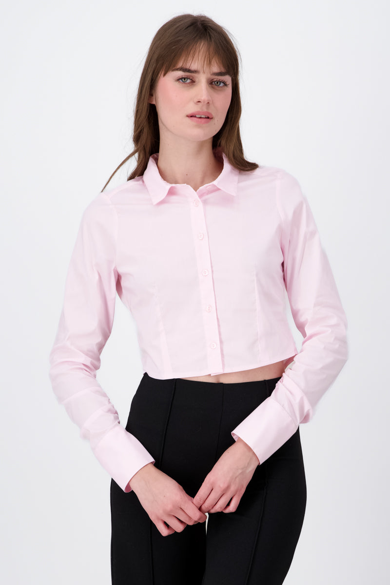 CROP shirt Drapeado Mangas Detail PINK