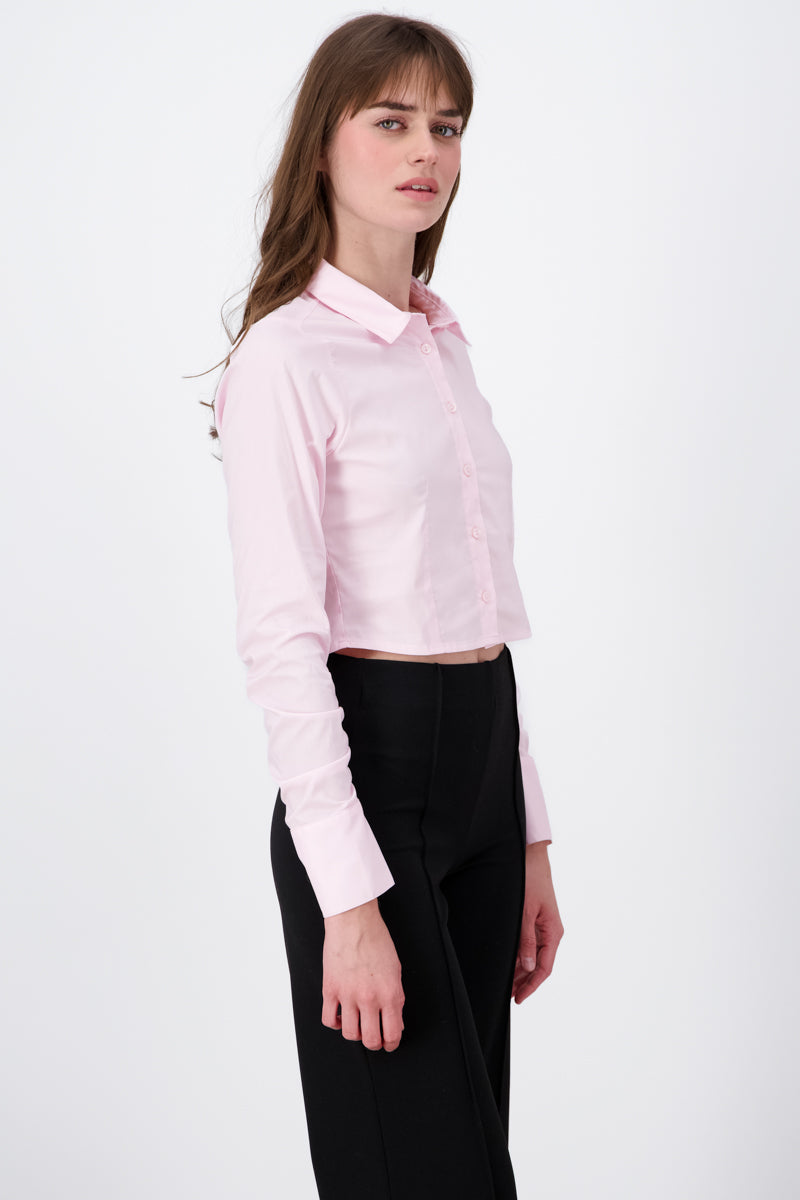 CROP shirt Drapeado Mangas Detail PINK