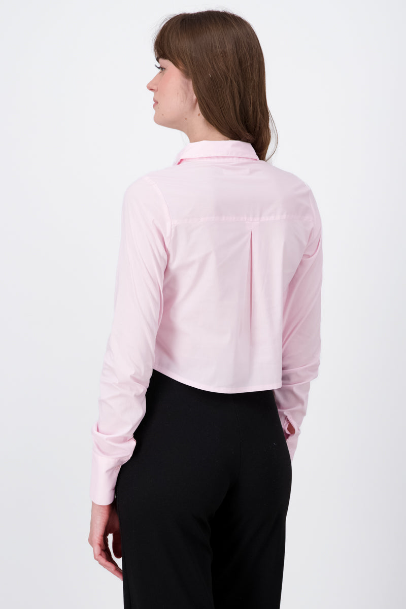 CROP shirt Drapeado Mangas Detail PINK