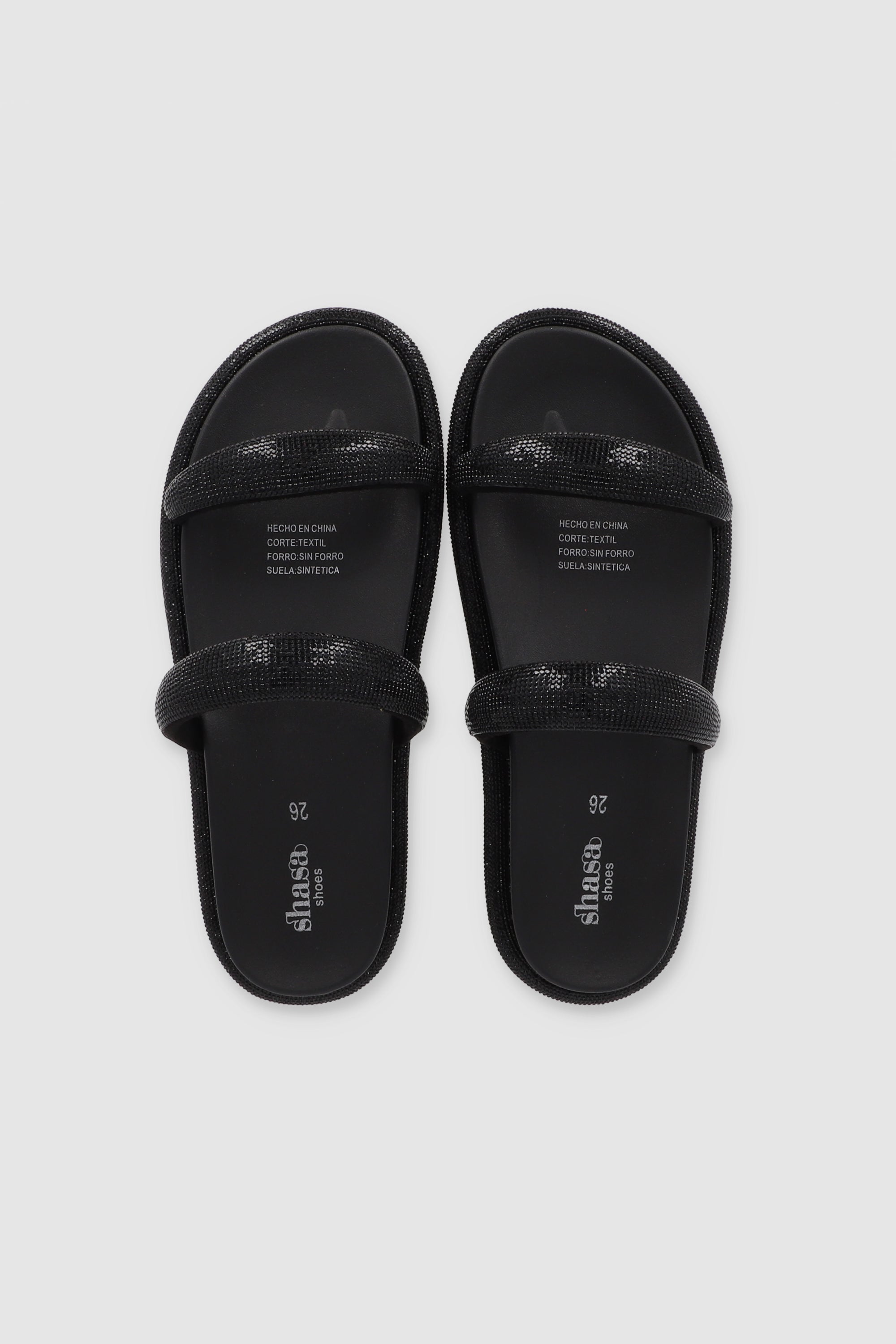 Sandal two strips bright brightness BLACK