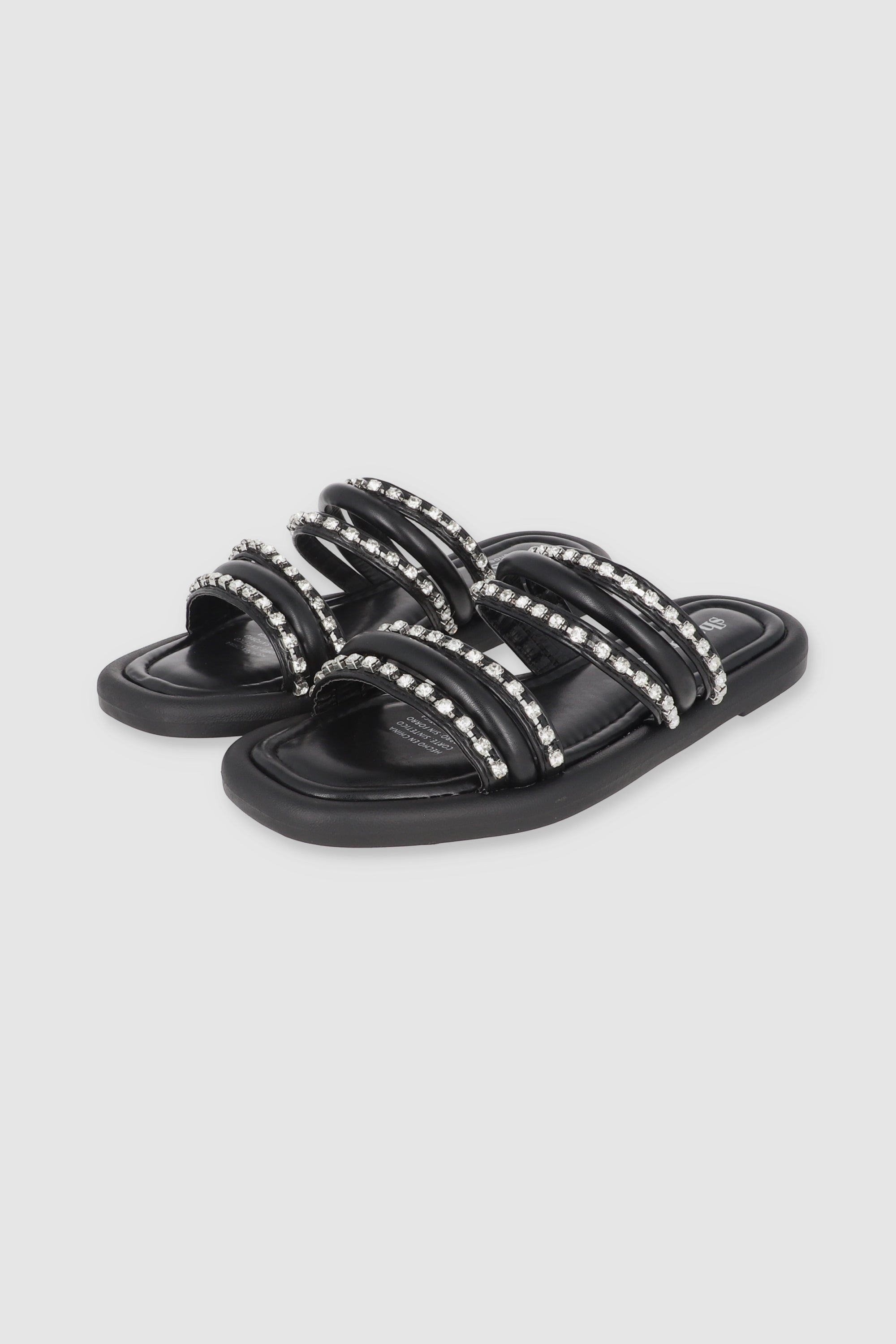 Sandal two large mix strips BLACK