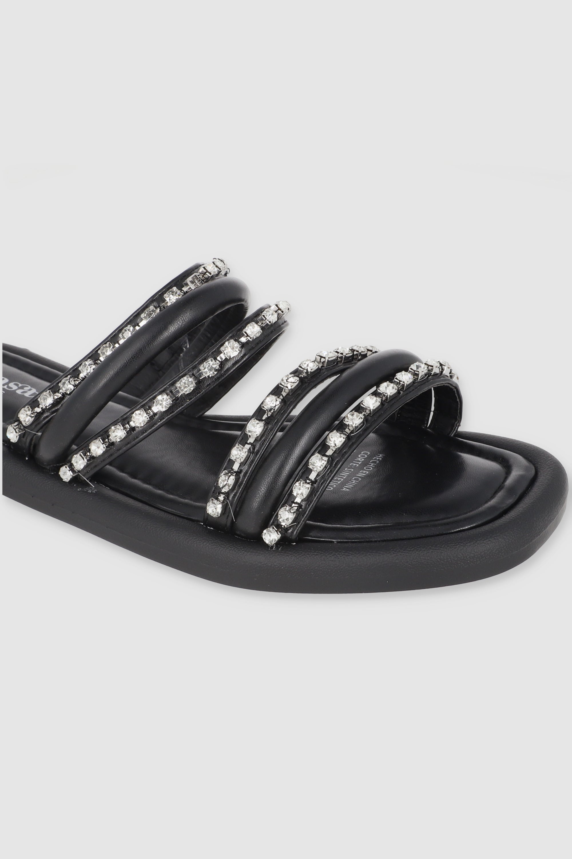 Sandal two large mix strips BLACK