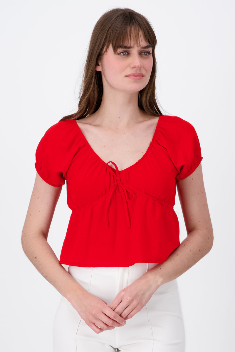 Short sleeve blouse Detail RED