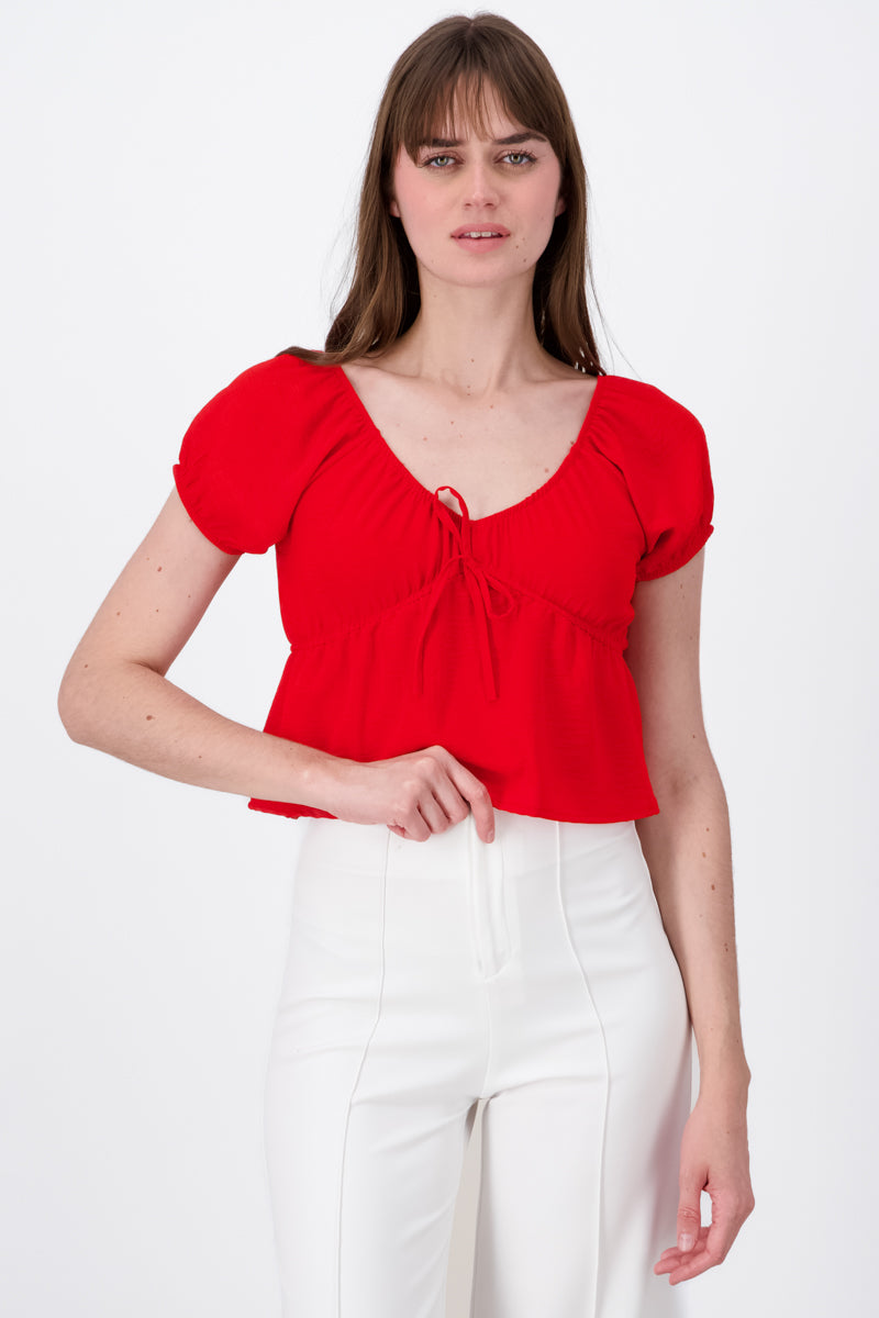 Short sleeve blouse Detail RED