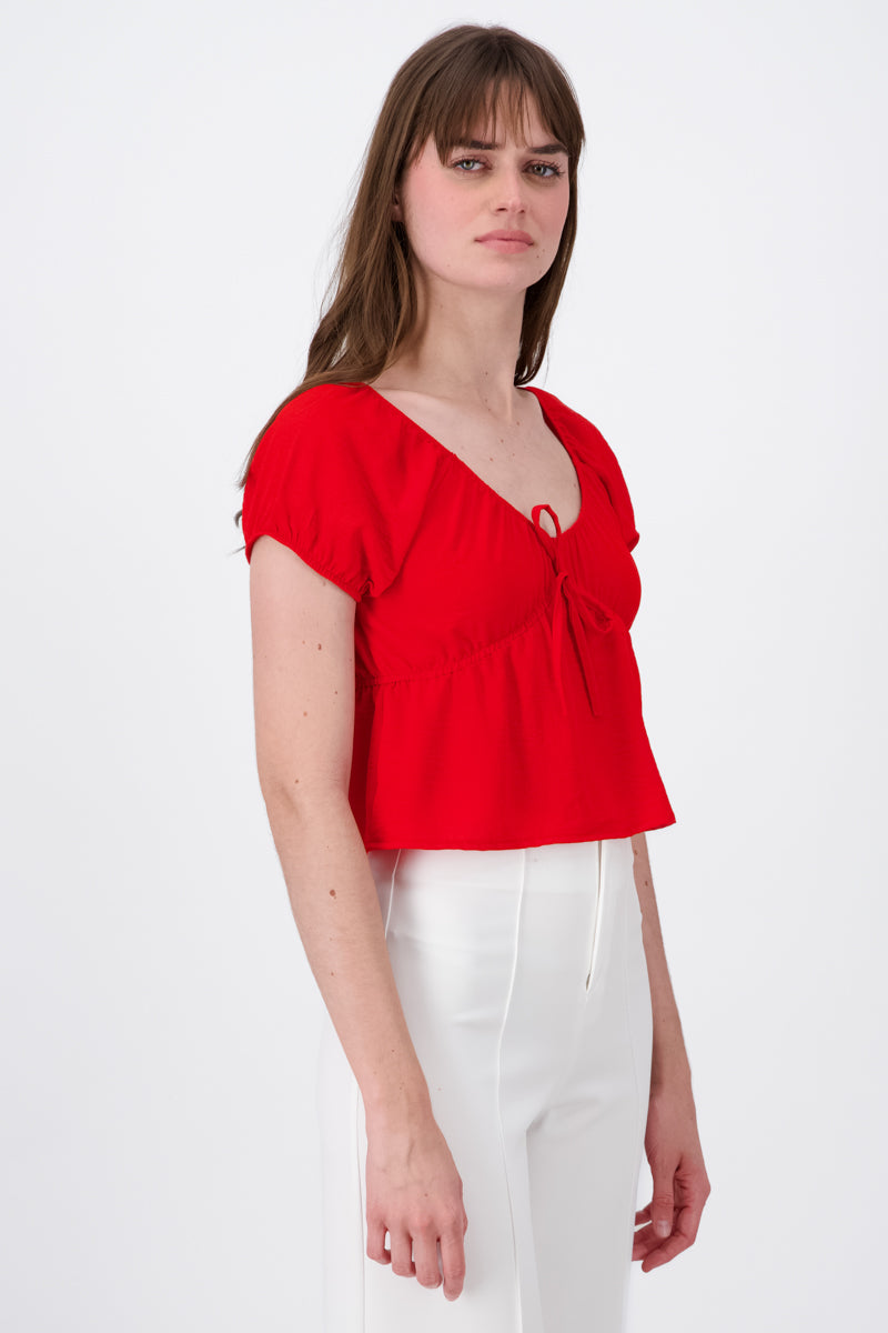 Short sleeve blouse Detail RED