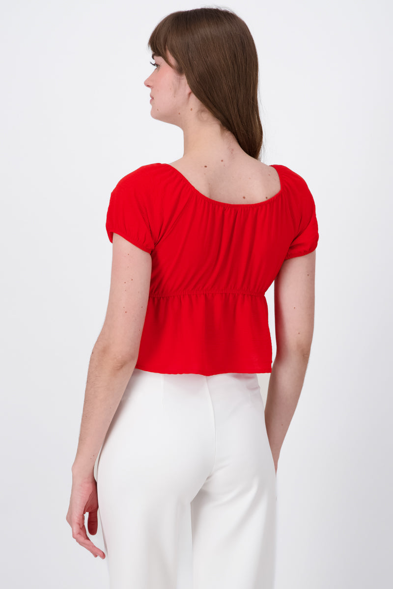 Short sleeve blouse Detail RED