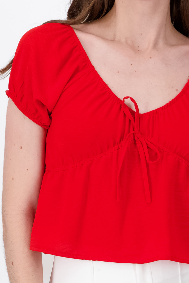 Short sleeve blouse Detail RED