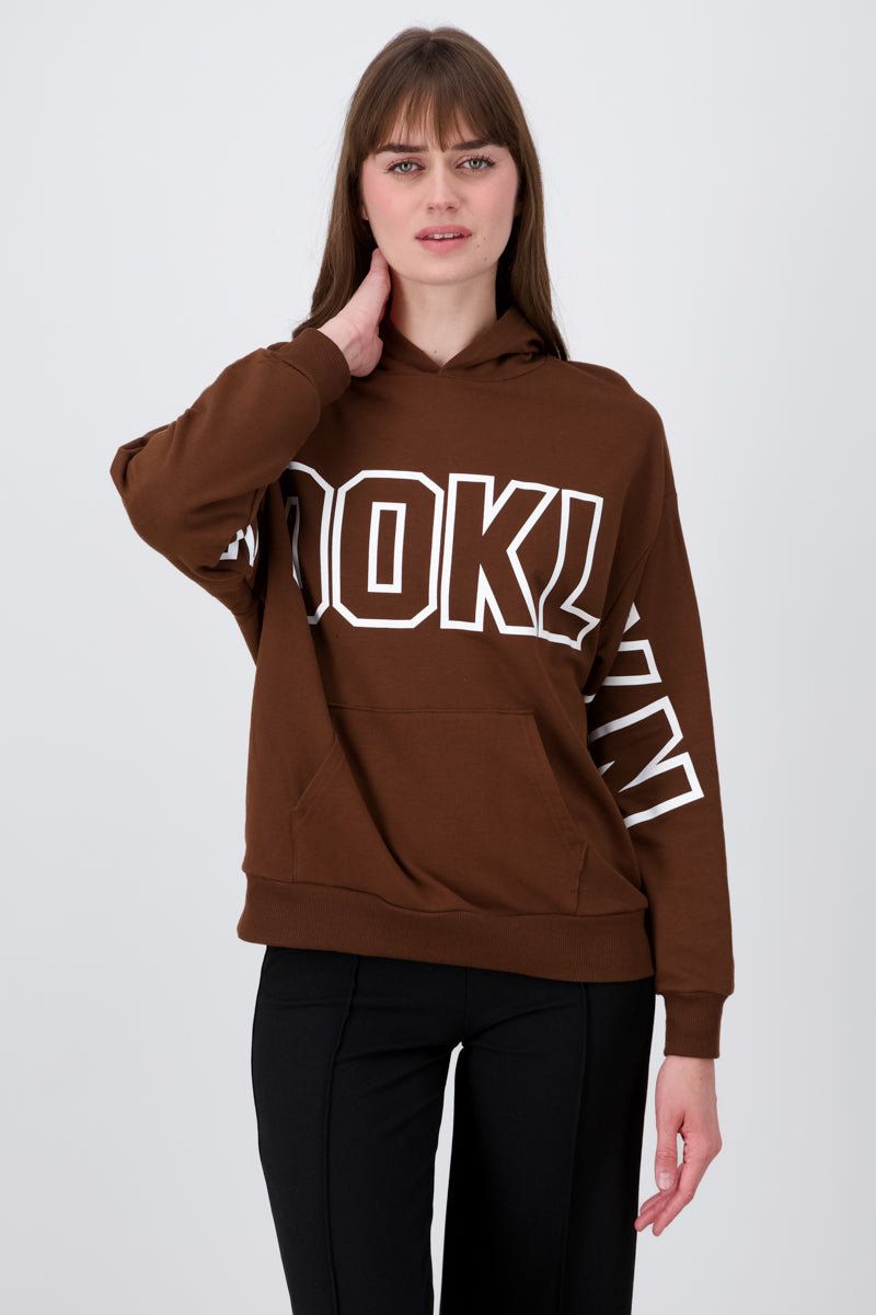 Brooklyn hood sweatshirt COFFEE