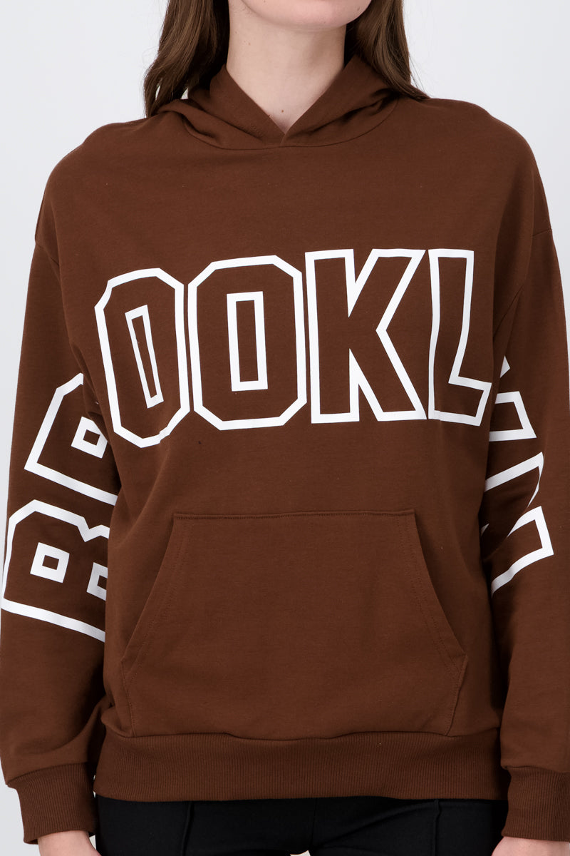 Brooklyn hood sweatshirt COFFEE