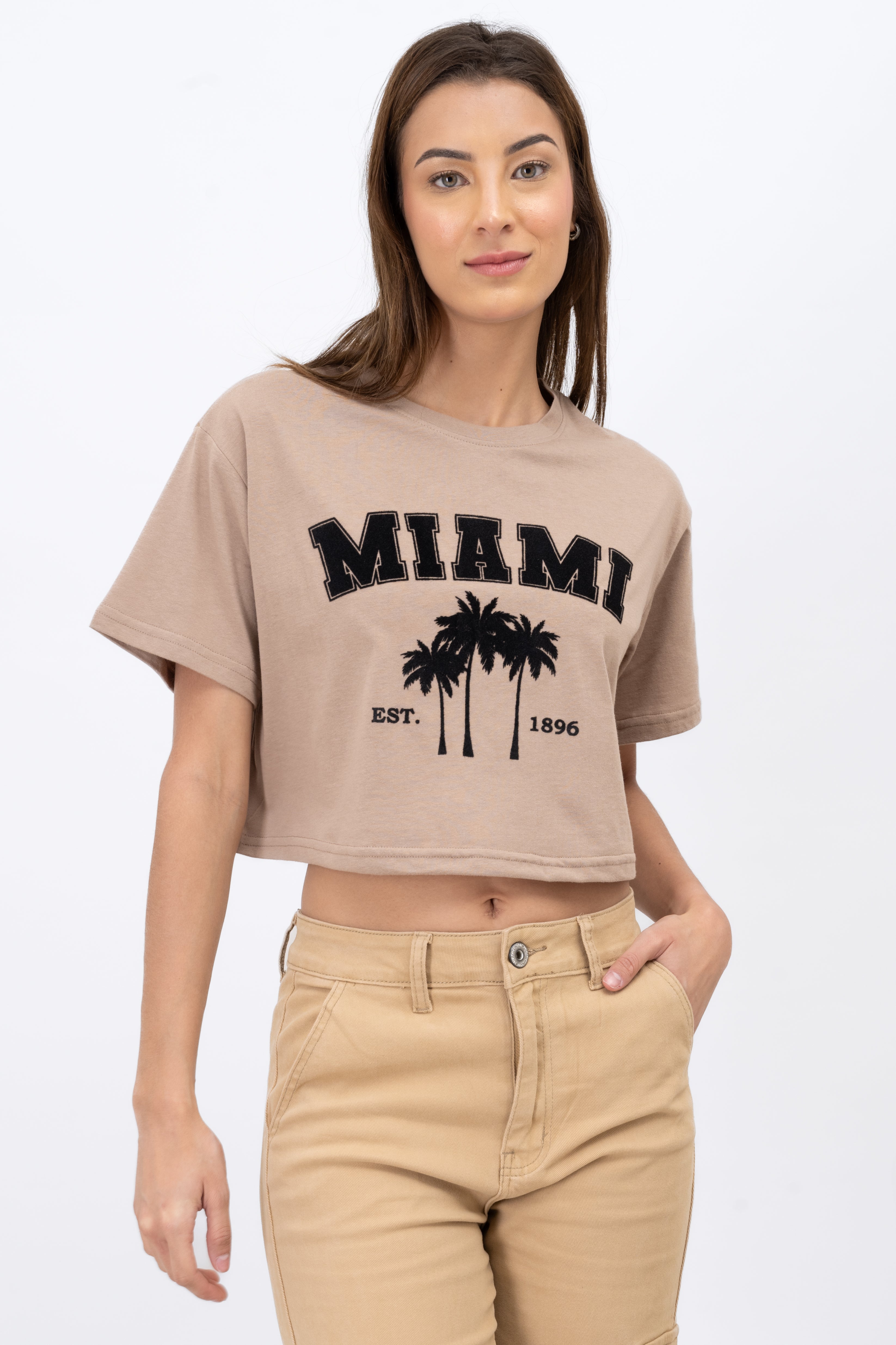 Playera Crop Miami BEIGE