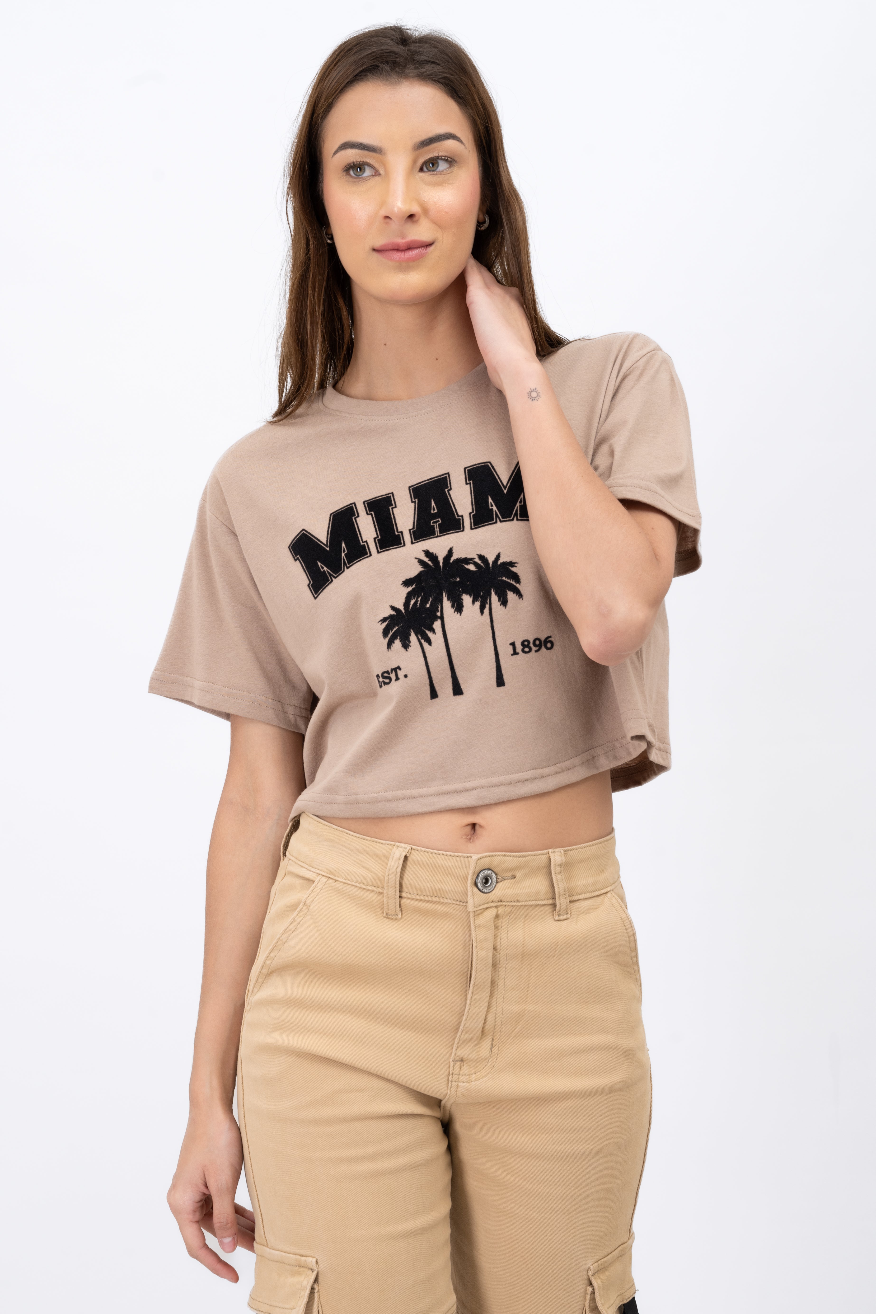 Playera Crop Miami BEIGE