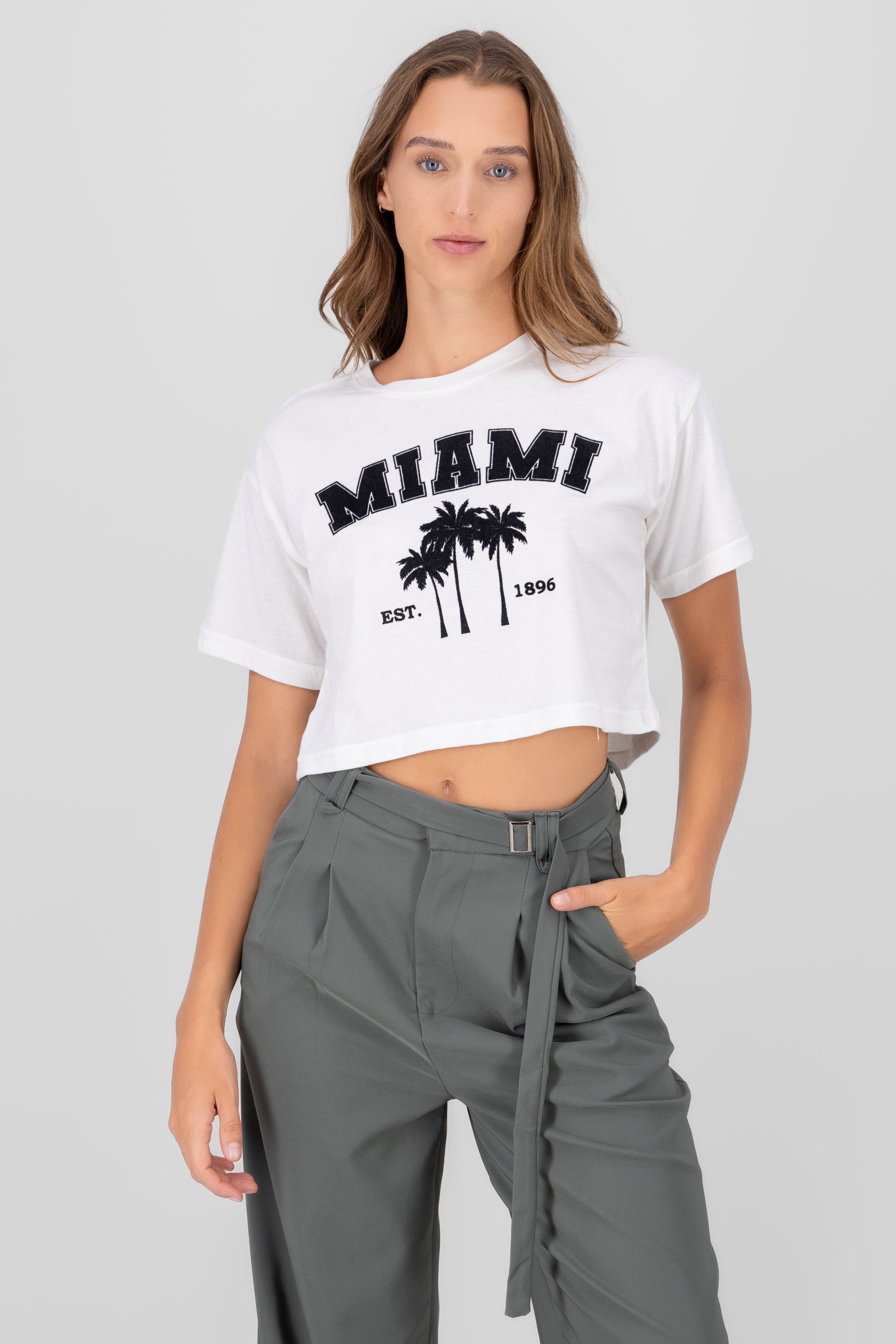 Playera Crop Miami BLANCO