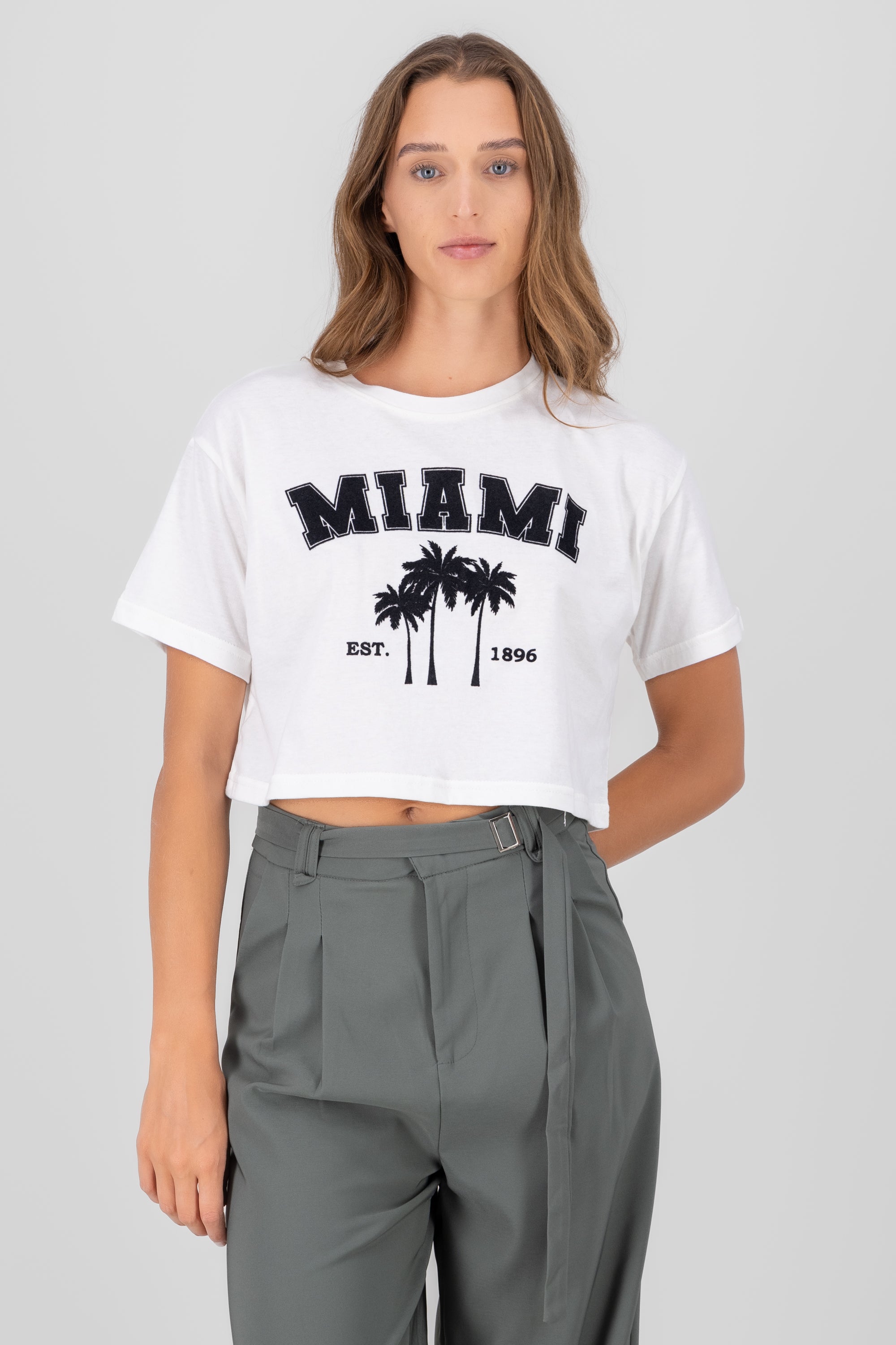 Playera Crop Miami BLANCO