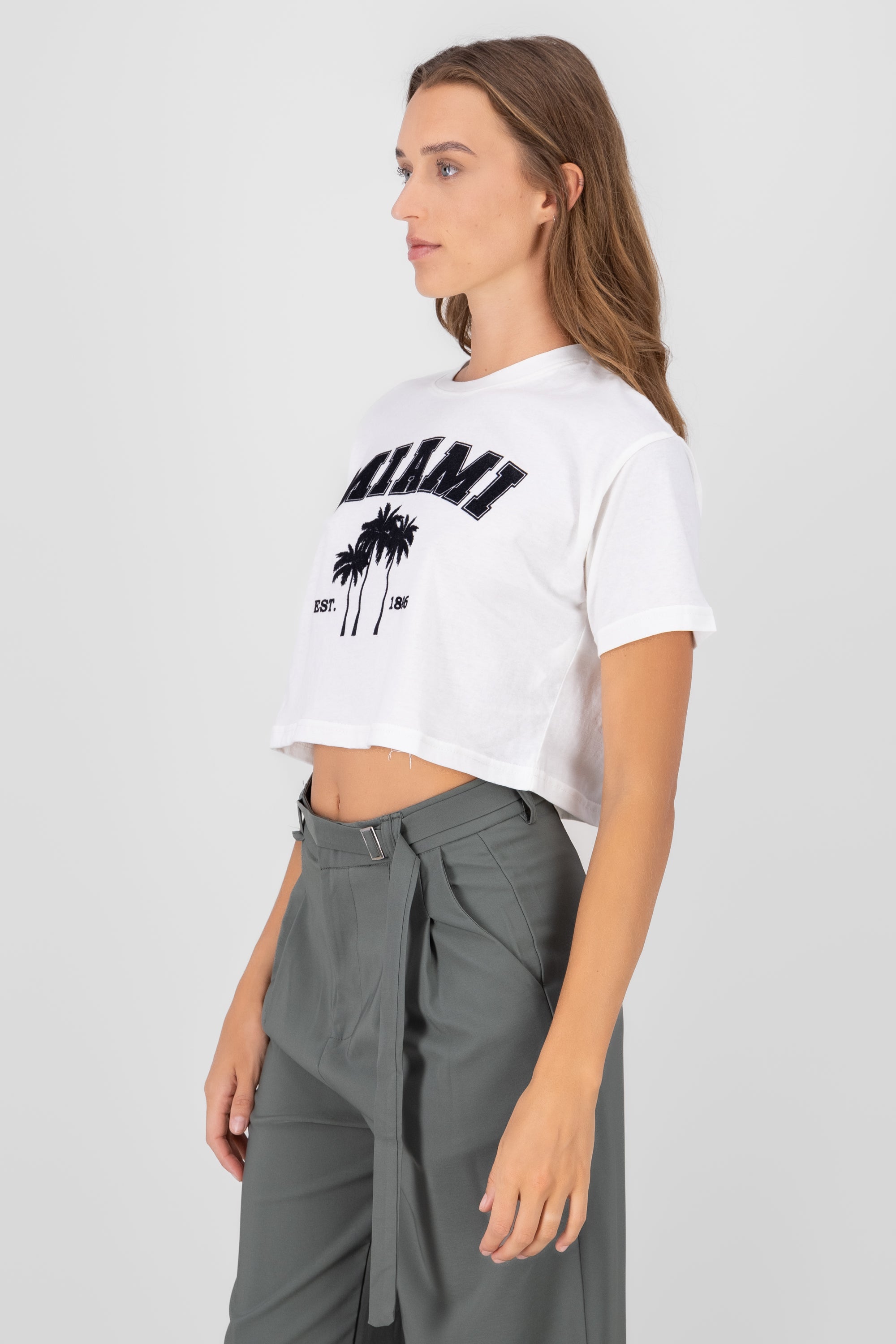 Playera Crop Miami BLANCO