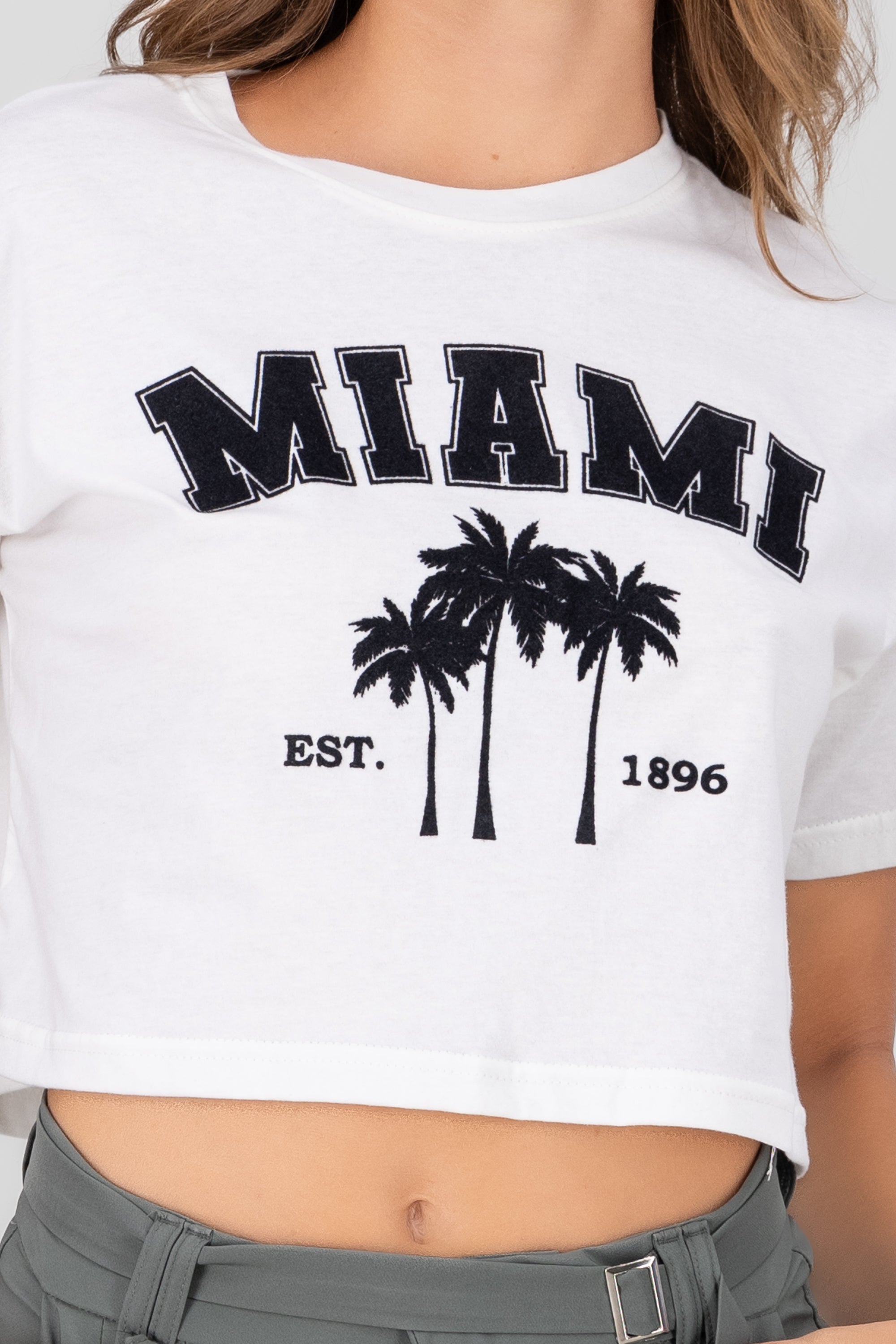Playera Crop Miami BLANCO