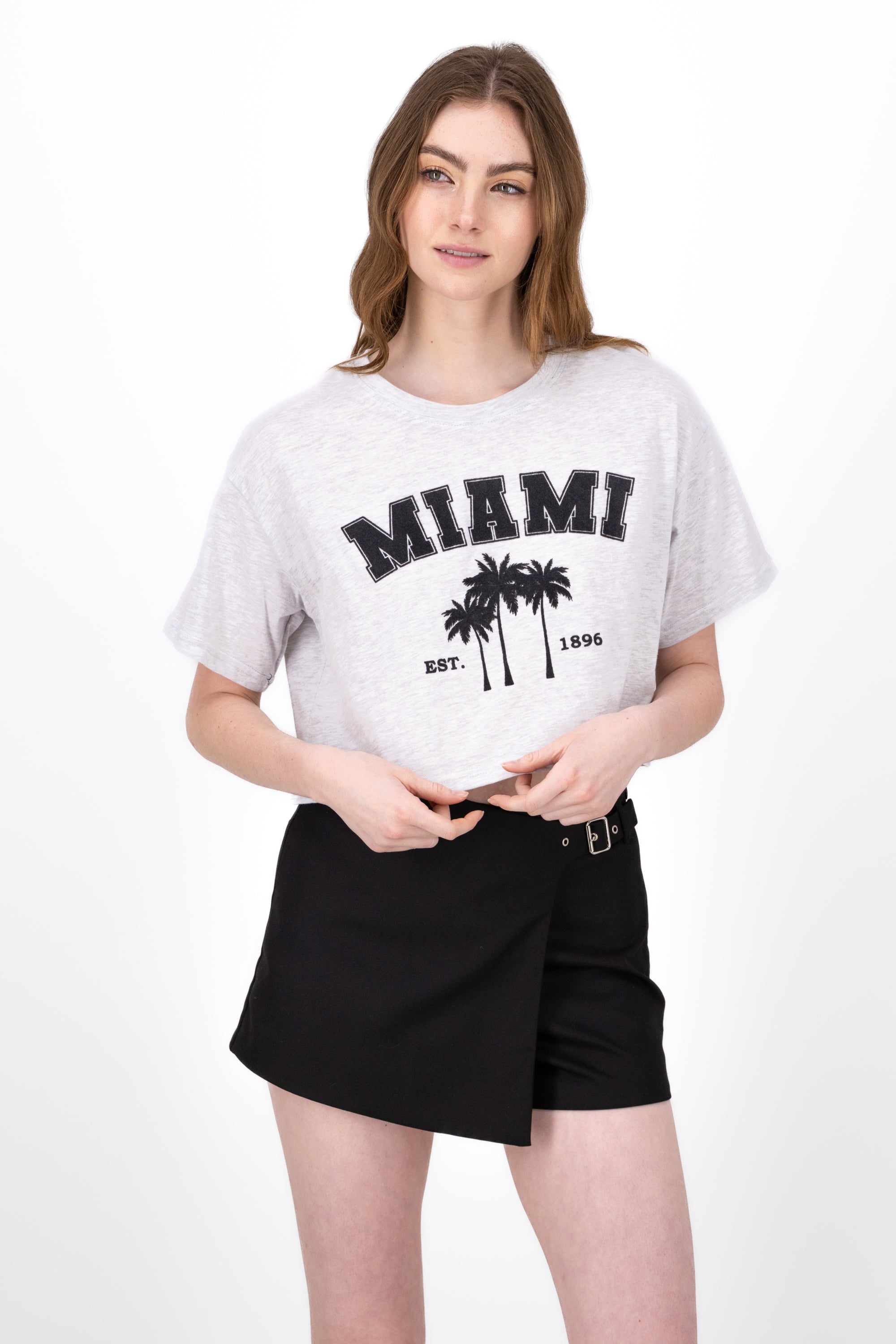 Playera Crop Miami GRIS JASPE