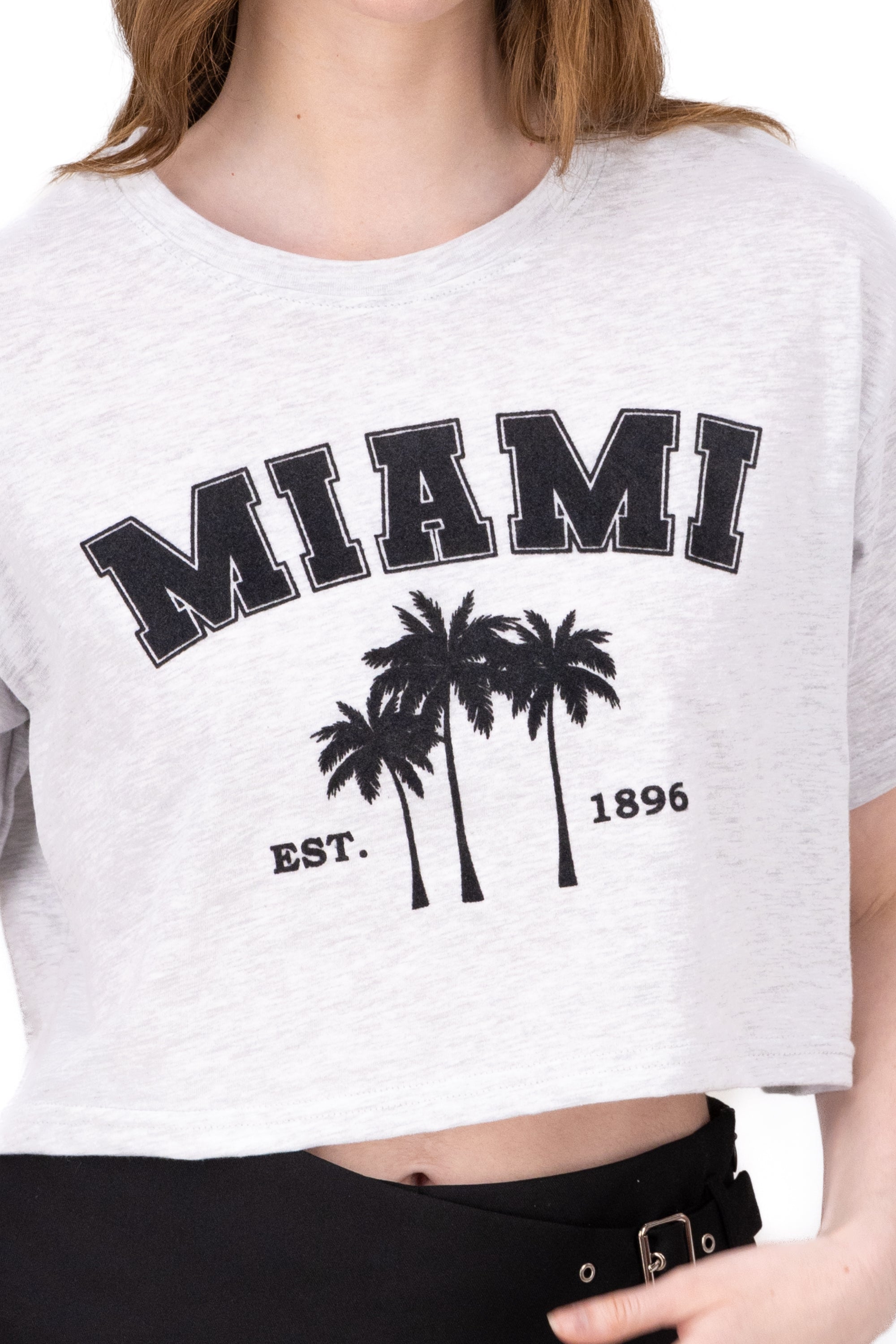 Playera Crop Miami GRIS JASPE