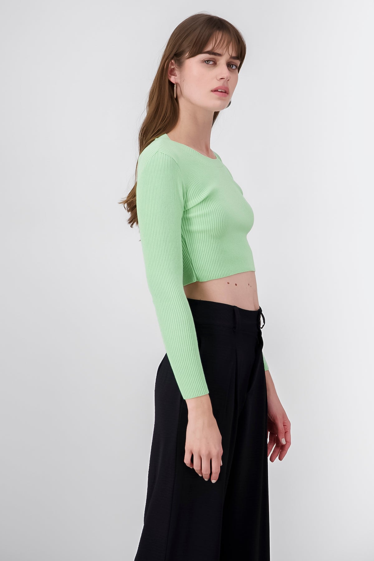 Top tejido manga larga cuello redondo VERDE