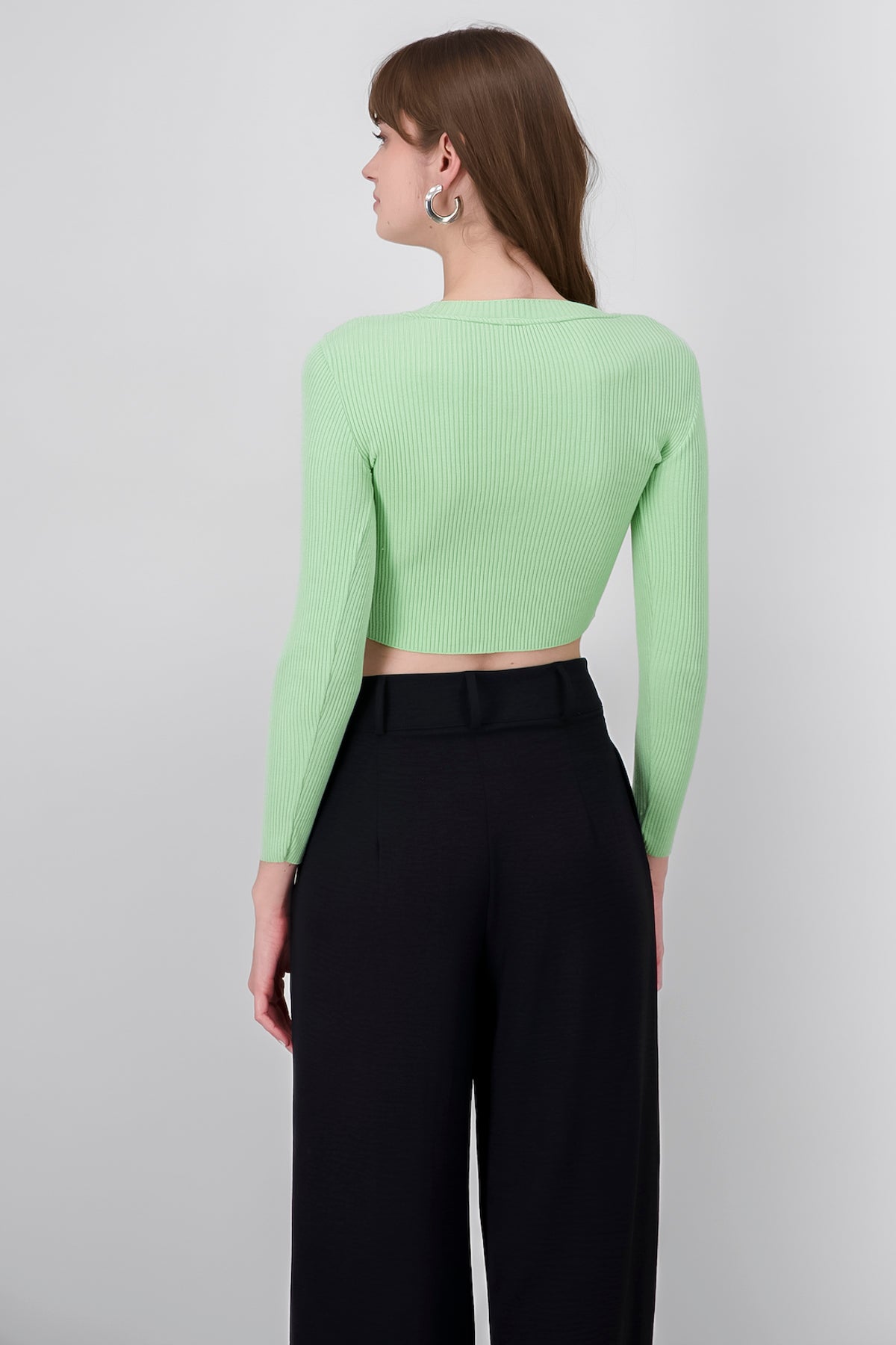 Top tejido manga larga cuello redondo VERDE