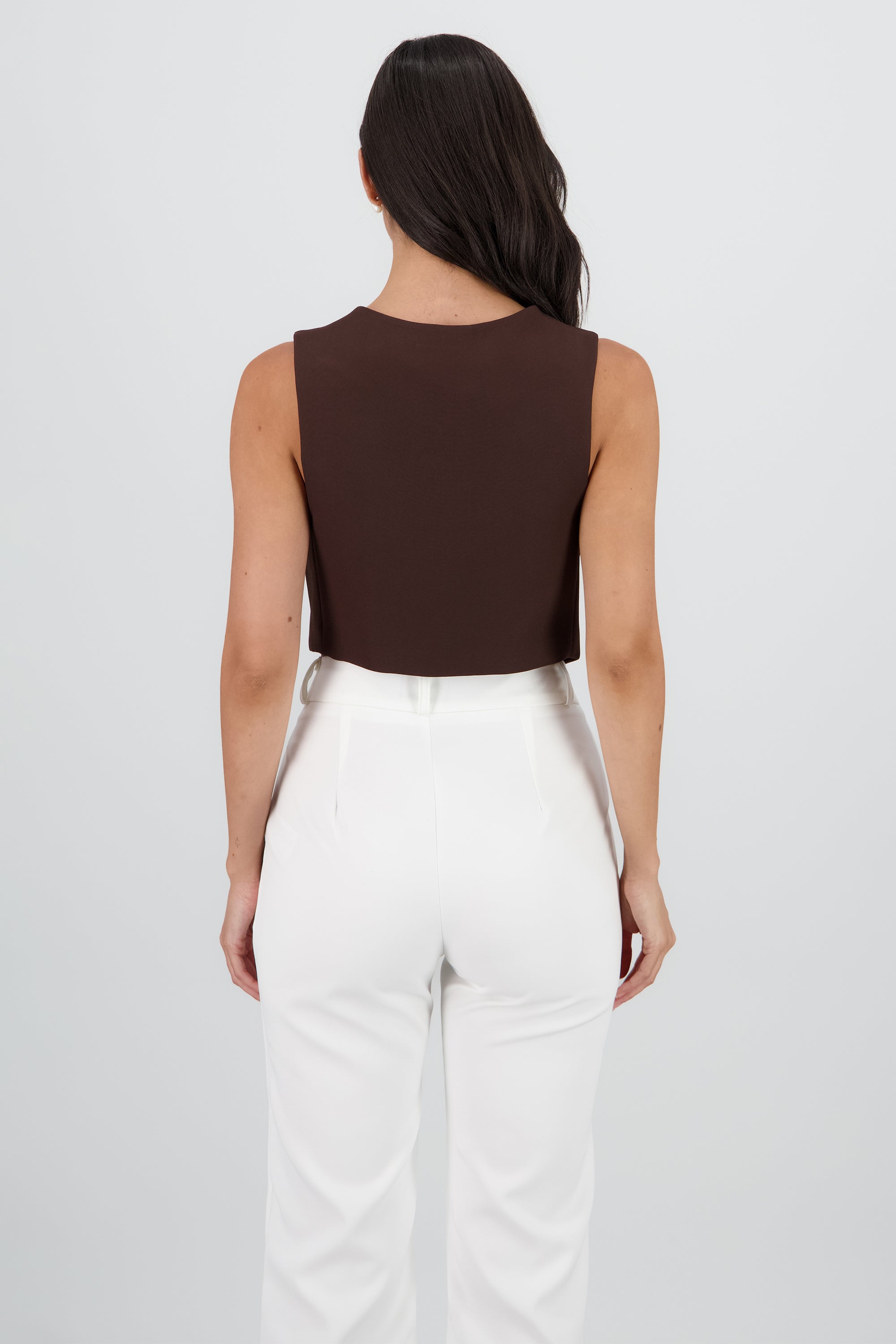 Chaleco escote V Con Botones CHOCOLATE