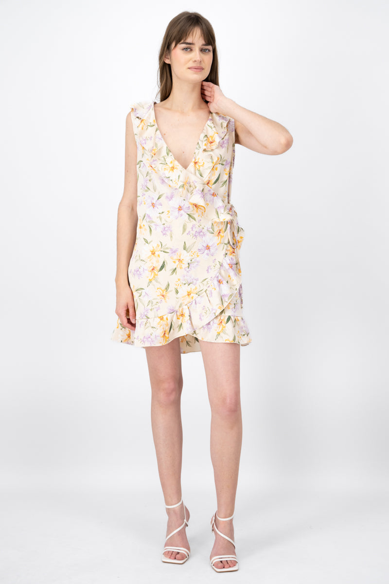 Short dress with wave stamped flor Hypsters Combo bone