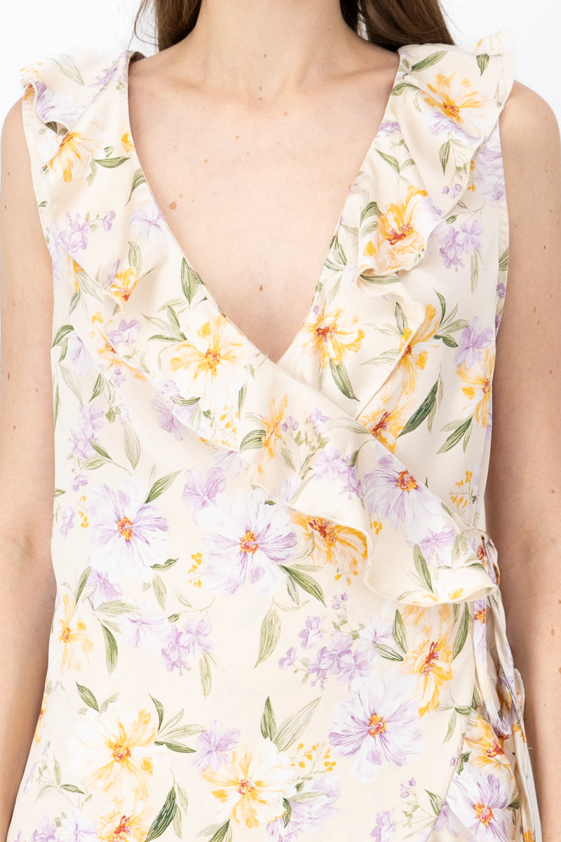 Short dress with wave stamped flor Hypsters Combo bone