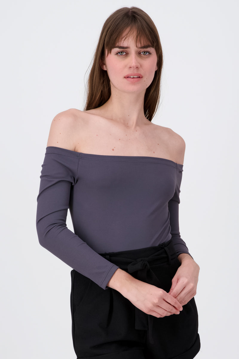 Bodysuit shoulderless Dark gray