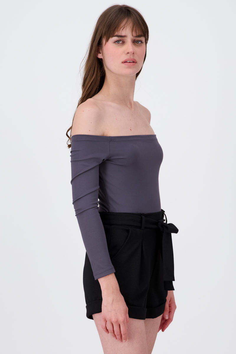 Bodysuit shoulderless Dark gray