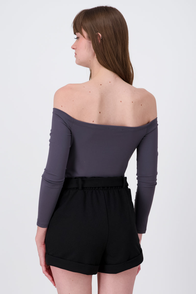 Bodysuit shoulderless Dark gray