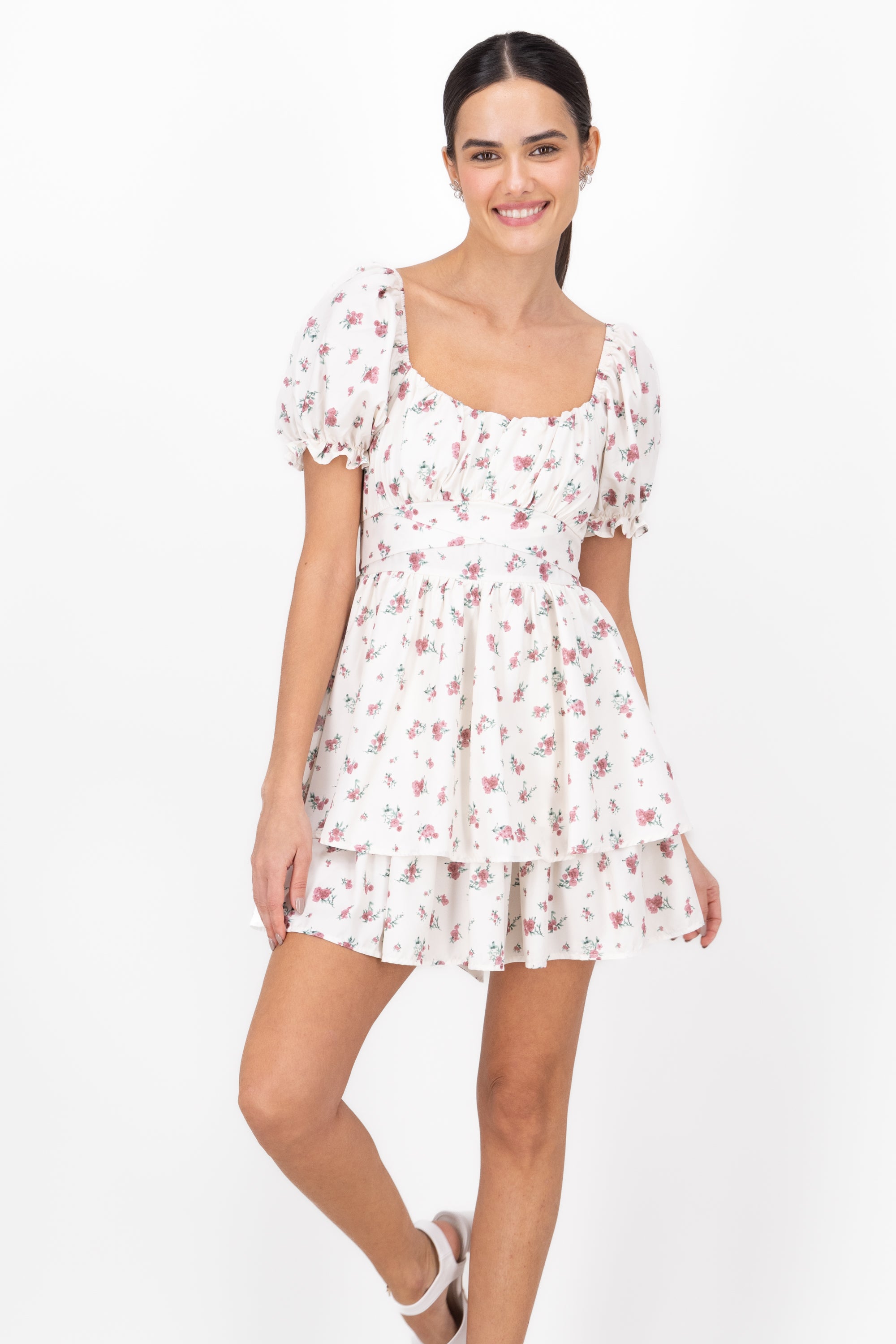 Olanes Flores dress White Combo