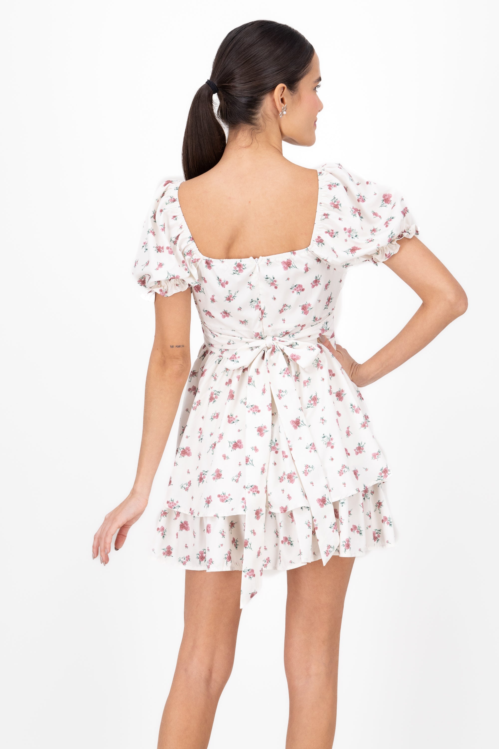 Olanes Flores dress White Combo