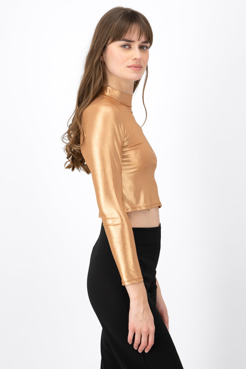 Top Metalico Manga Larga ORO