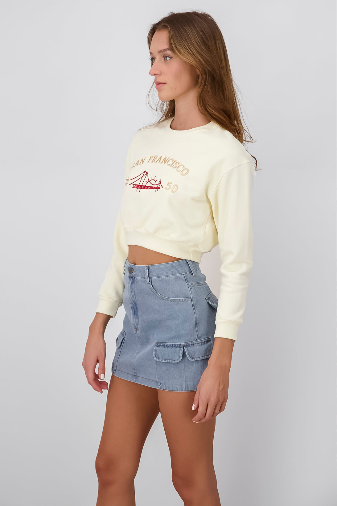 San Francisco Crop Sweatshirt BEIGE