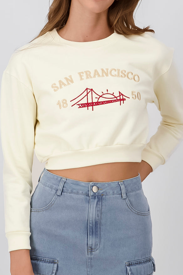 San Francisco Crop Sweatshirt BEIGE