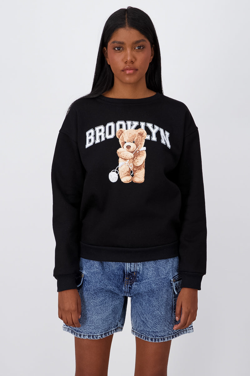 Brooklyn bear sweatshirt BLACK