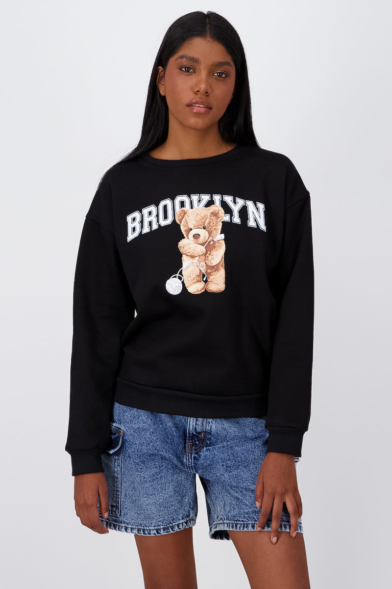 Brooklyn bear sweatshirt BLACK