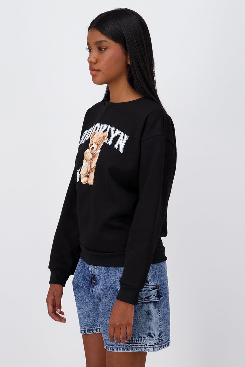 Brooklyn bear sweatshirt BLACK