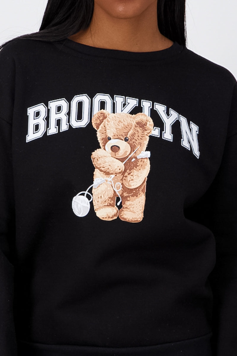 Brooklyn bear sweatshirt BLACK