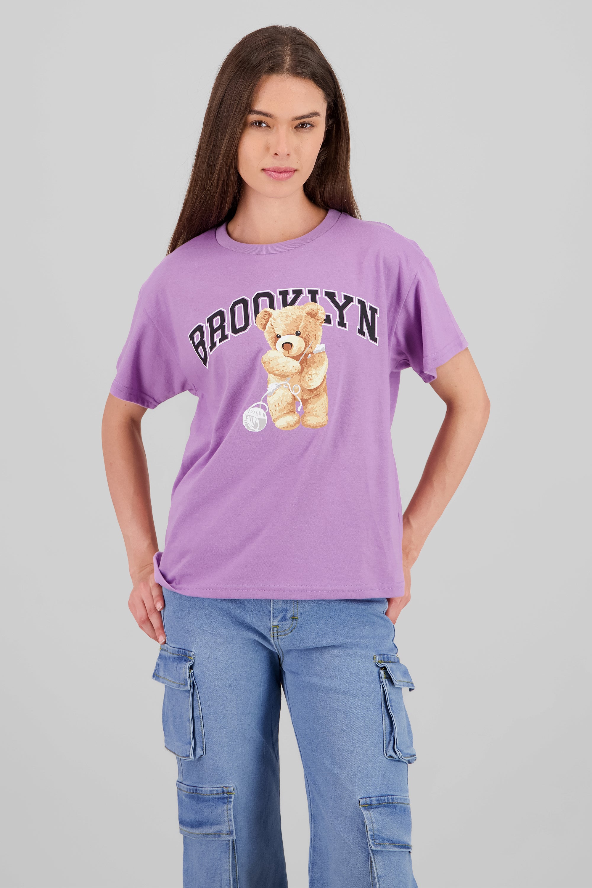 Playera Manga Corta Osito Brooklyn LILA