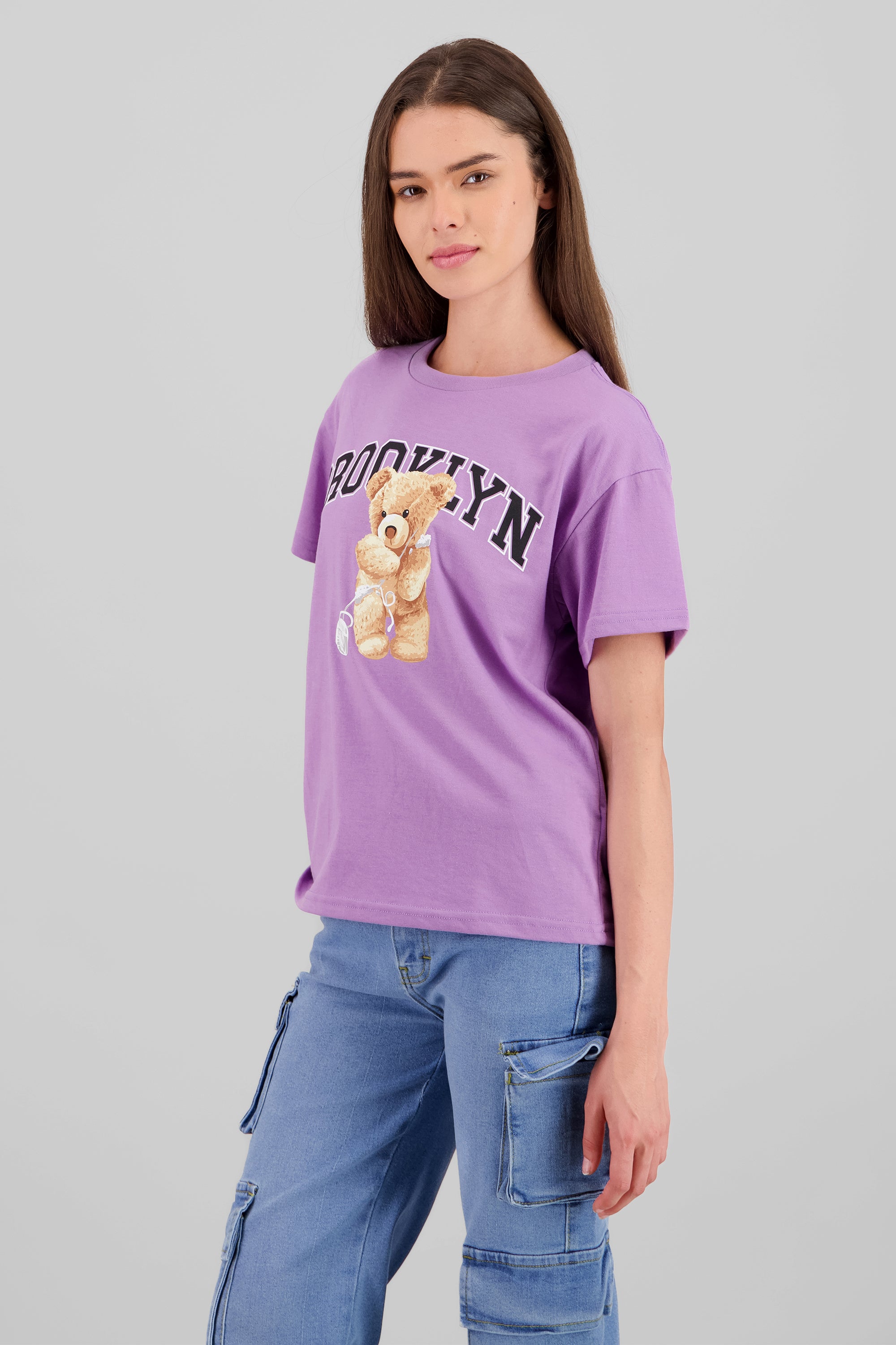 Playera Manga Corta Osito Brooklyn LILA