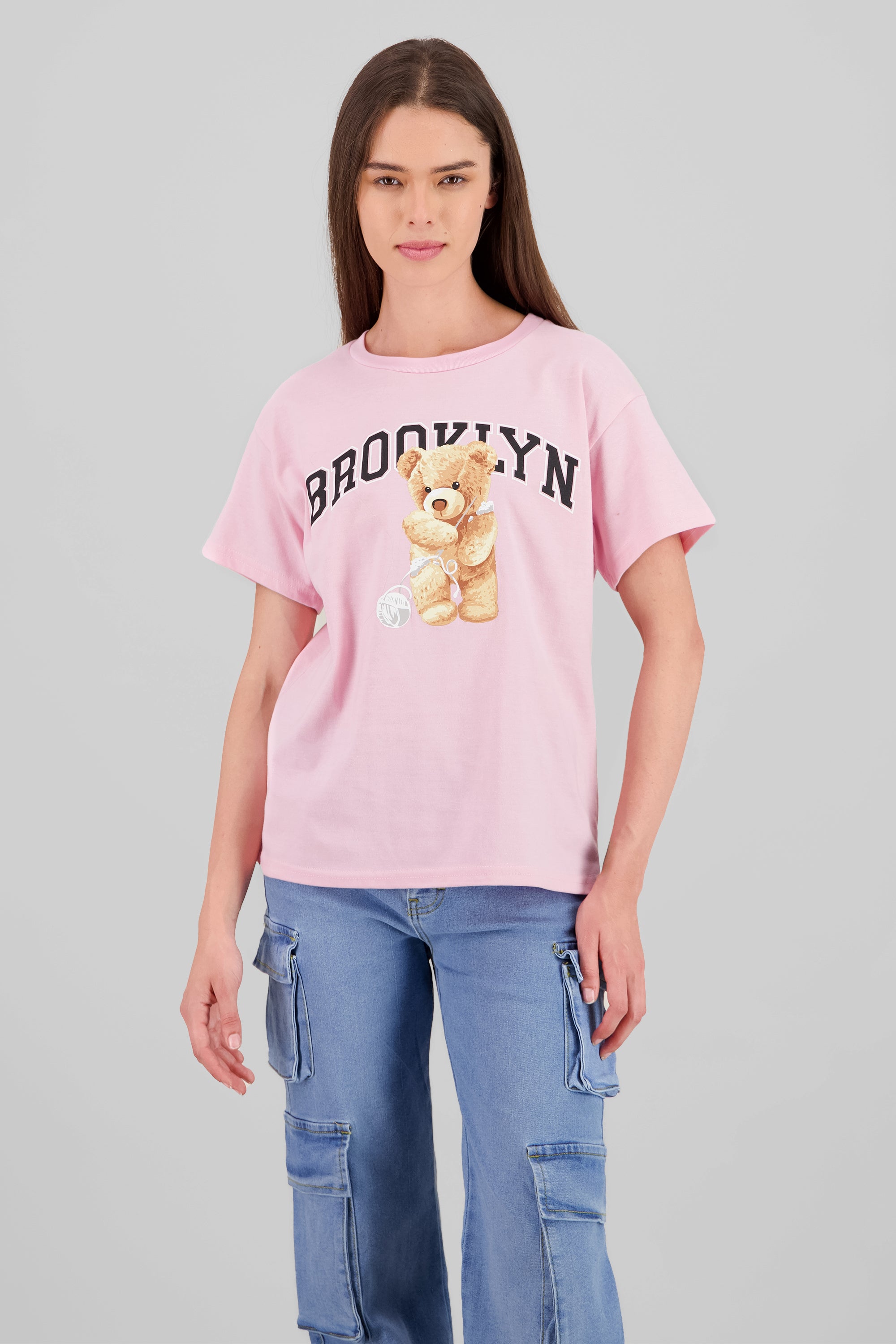 Playera Manga Corta Osito Brooklyn ROSA PASTEL